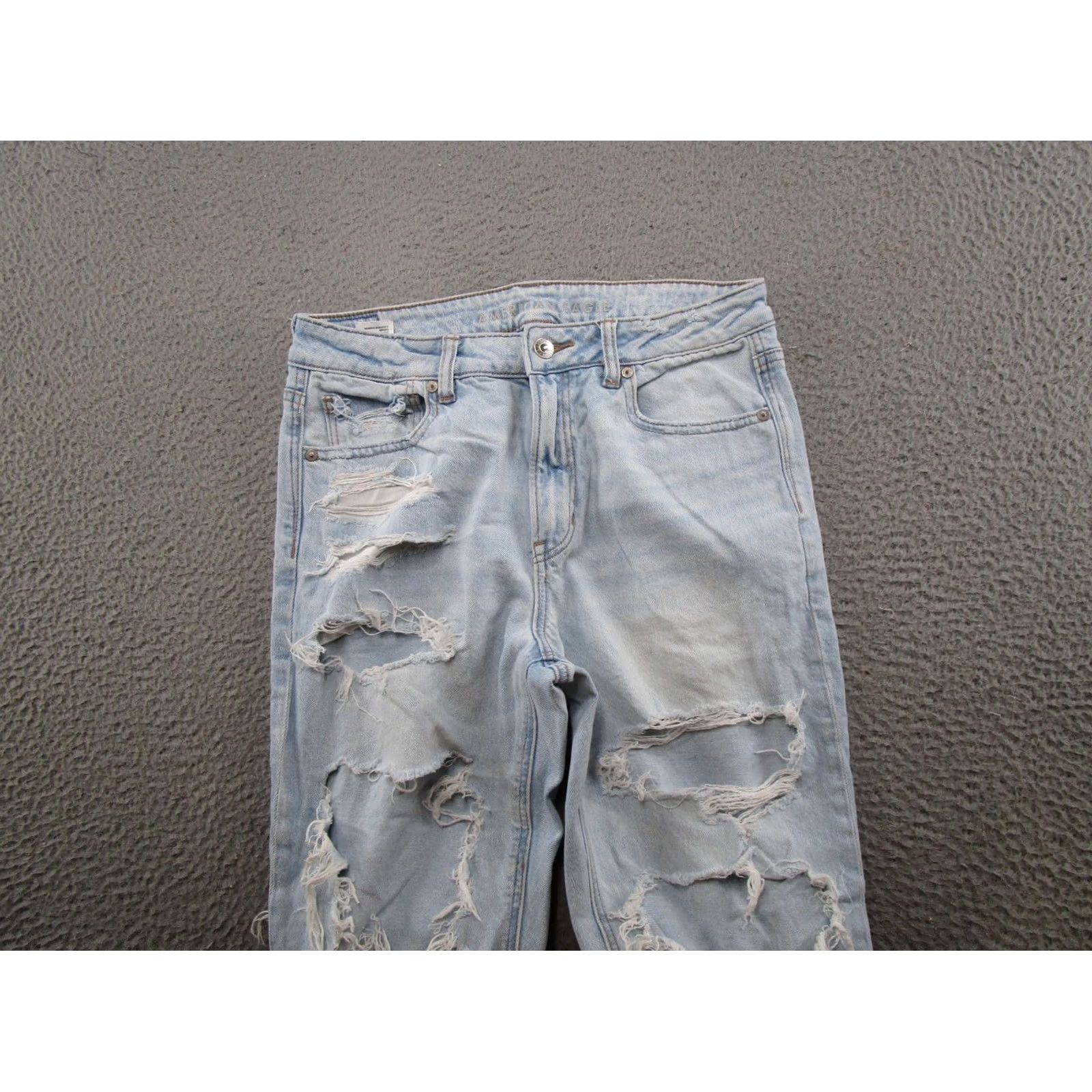 American Eagle Outfitters American Eagle Outfitters Denim Mom Jeans Distressed Light Wash 8 Short Blue Cotton 5-Pocket Womens Jeans Size 30" / US 8 / IT 44 - 3 Thumbnail