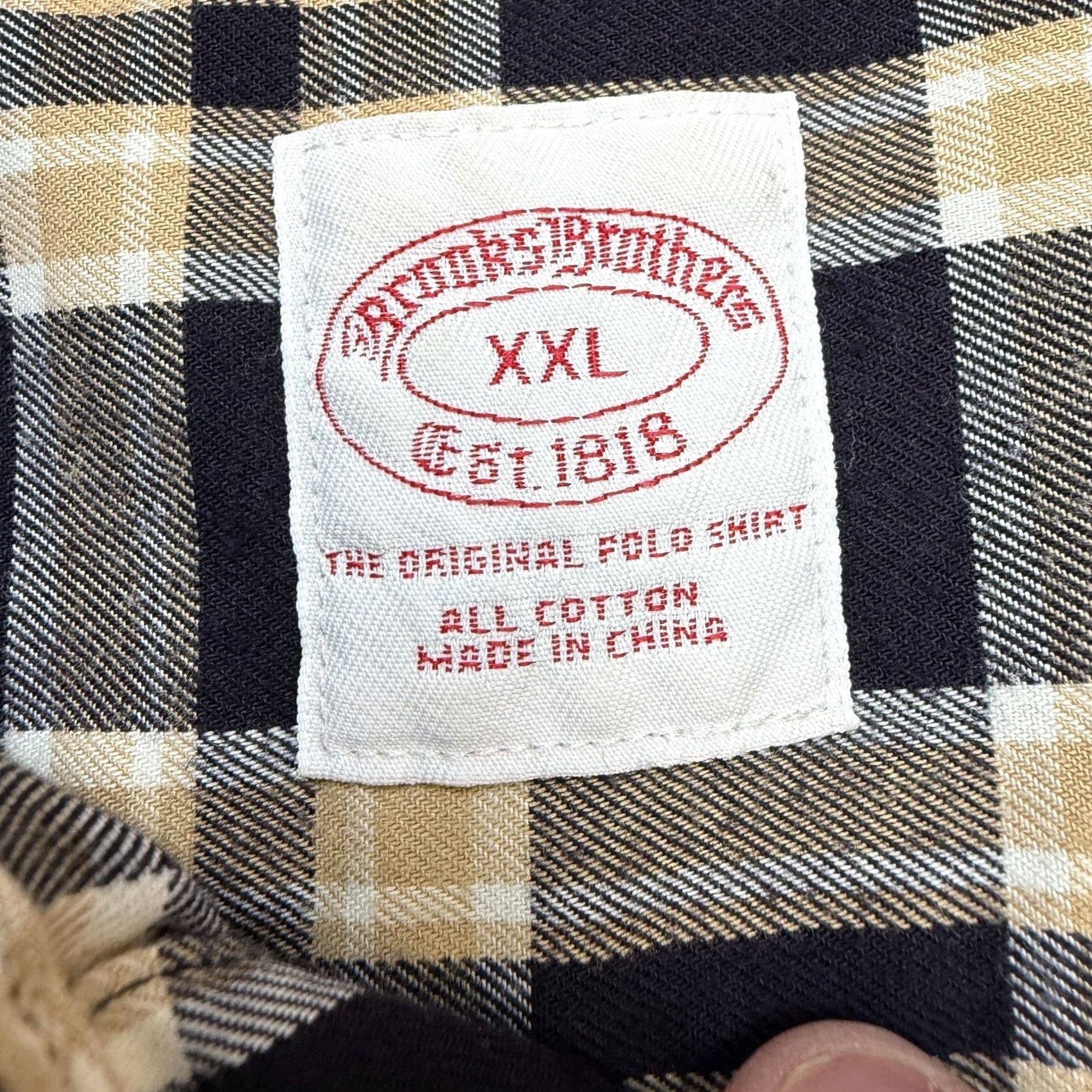 Brooks Brothers Brooks Brothers Shirt Mens 2XL Navy Beige Lightweight Flannel Cotton Button Down Size US XXL / EU 58 / 5 - 3 Thumbnail
