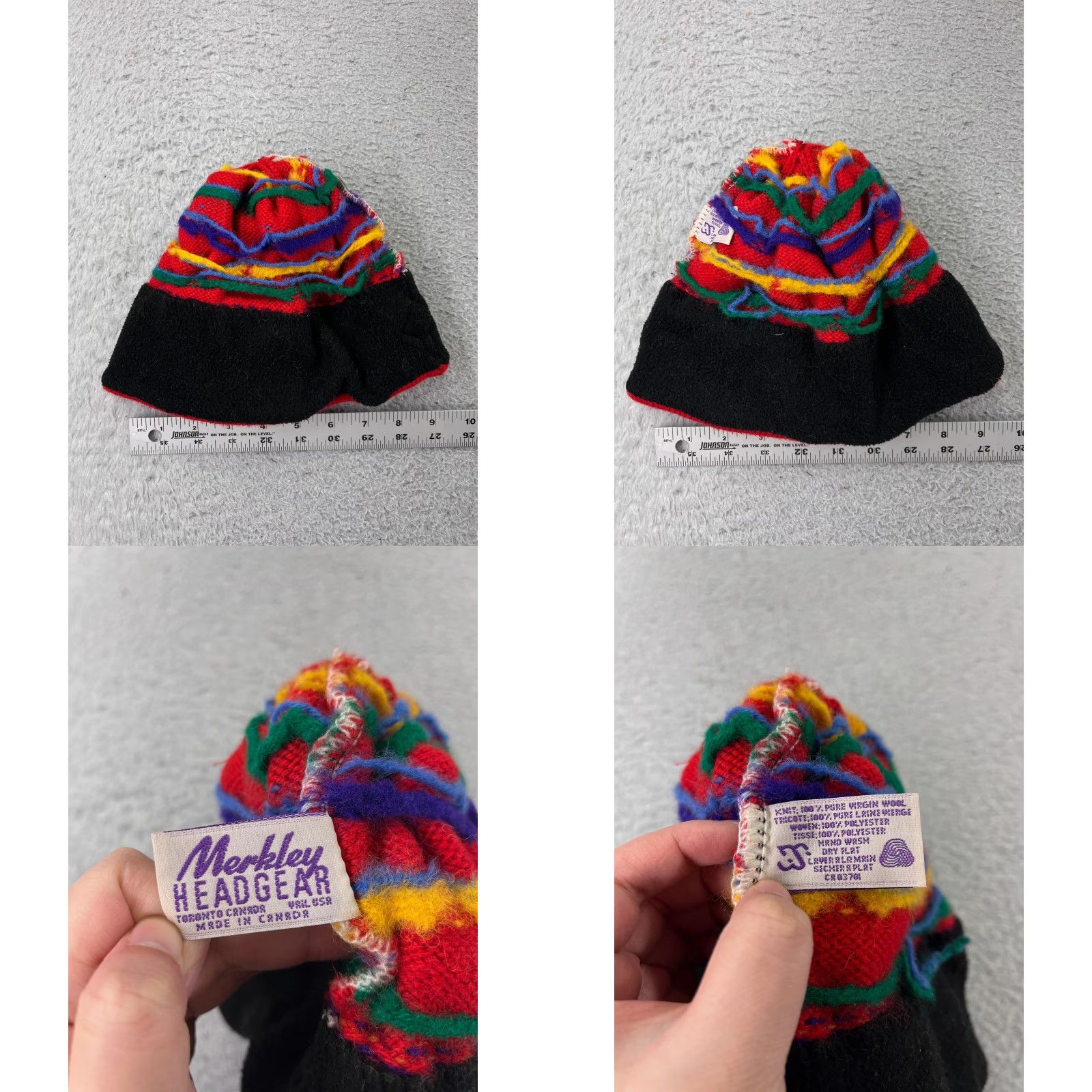 Vintage Merkley Beanie Toque Adult One Size Red 100% Virgin Wool Lined Made Canada Poms Size ONE SIZE - 8 Thumbnail