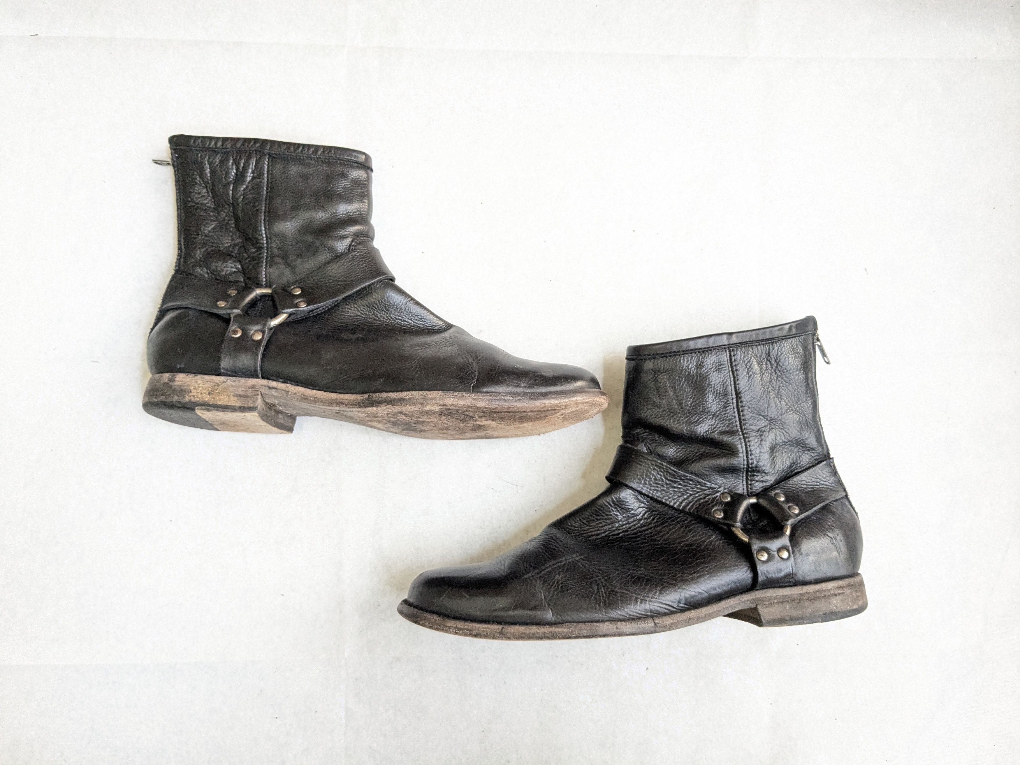 Frye Harness Black Leather 12 D Leather Buckle