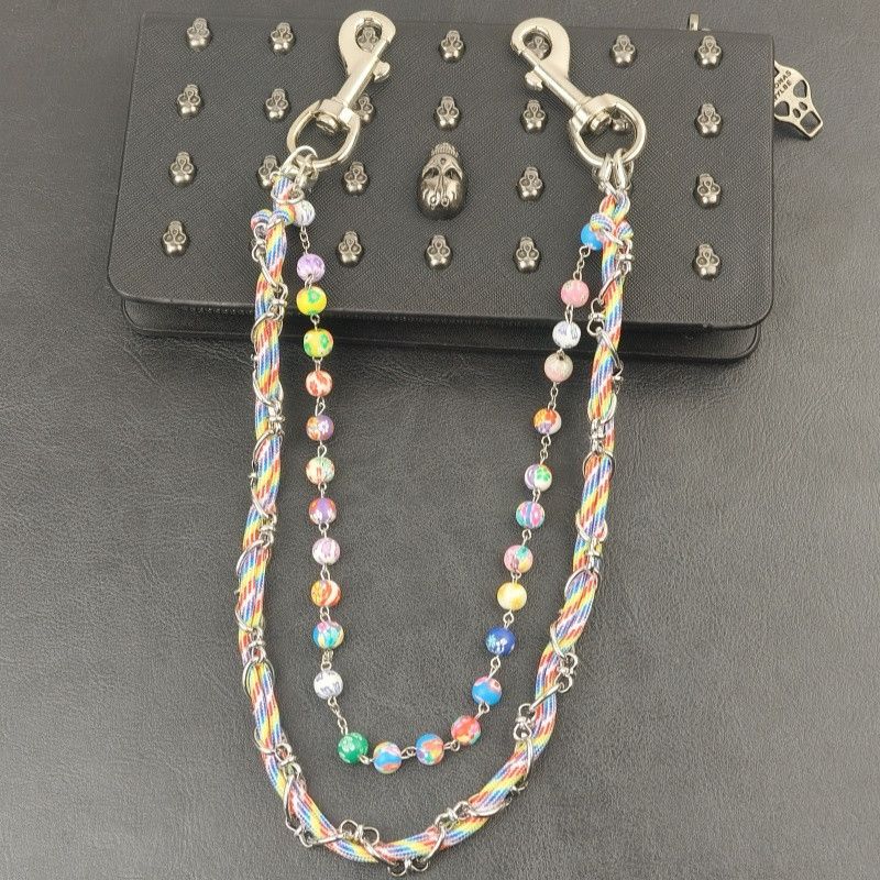 Japanese Brand × Jewelry Two-Layer Colorful Rope Pants Chain Stainless Steel Size ONE SIZE - 2 Thumbnail