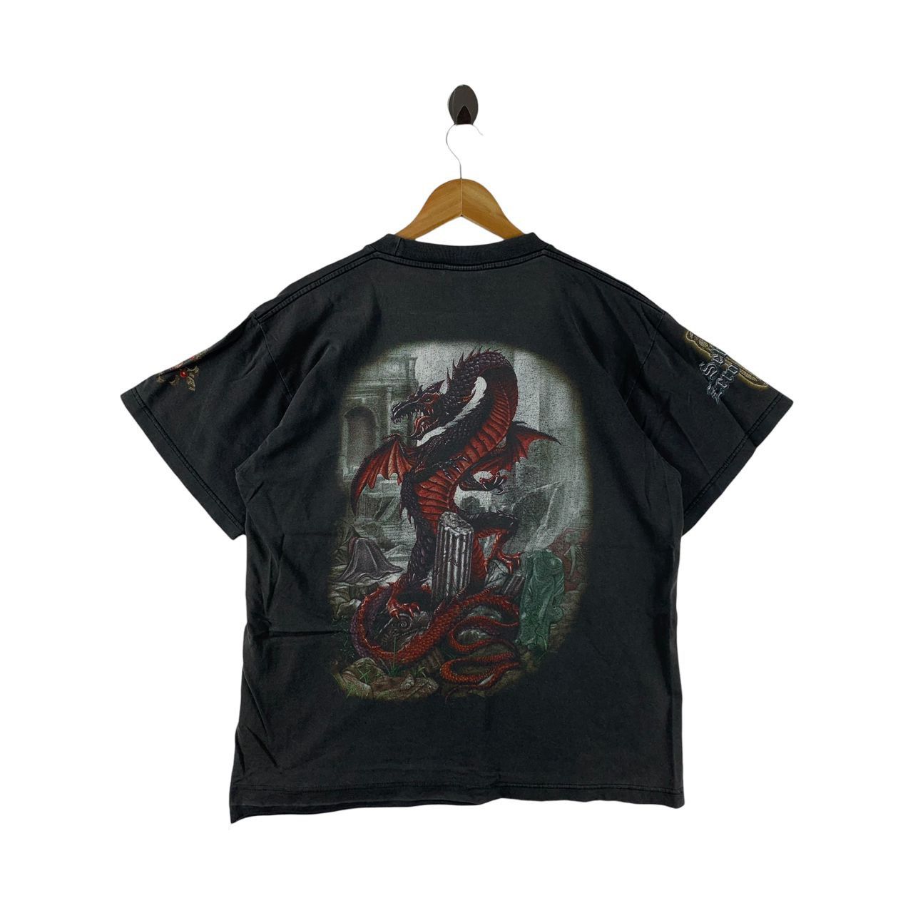Japanese Brand × Vintage Vintage SEBEN ZERO ONE dragon & skull printed tee Size US L / EU 52-54 / 3 - 4 Thumbnail