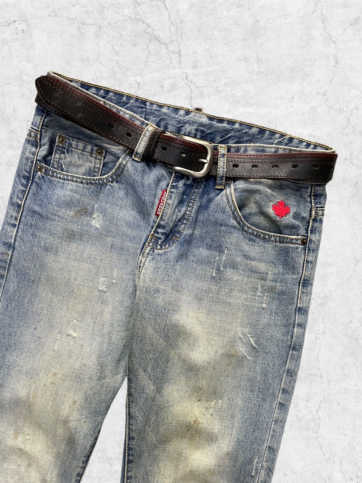 Dsquared2 × Vintage Designer Dsquared2 Canada Small Logo Denim Wih Leather Belt Size US 31 - 5 Thumbnail