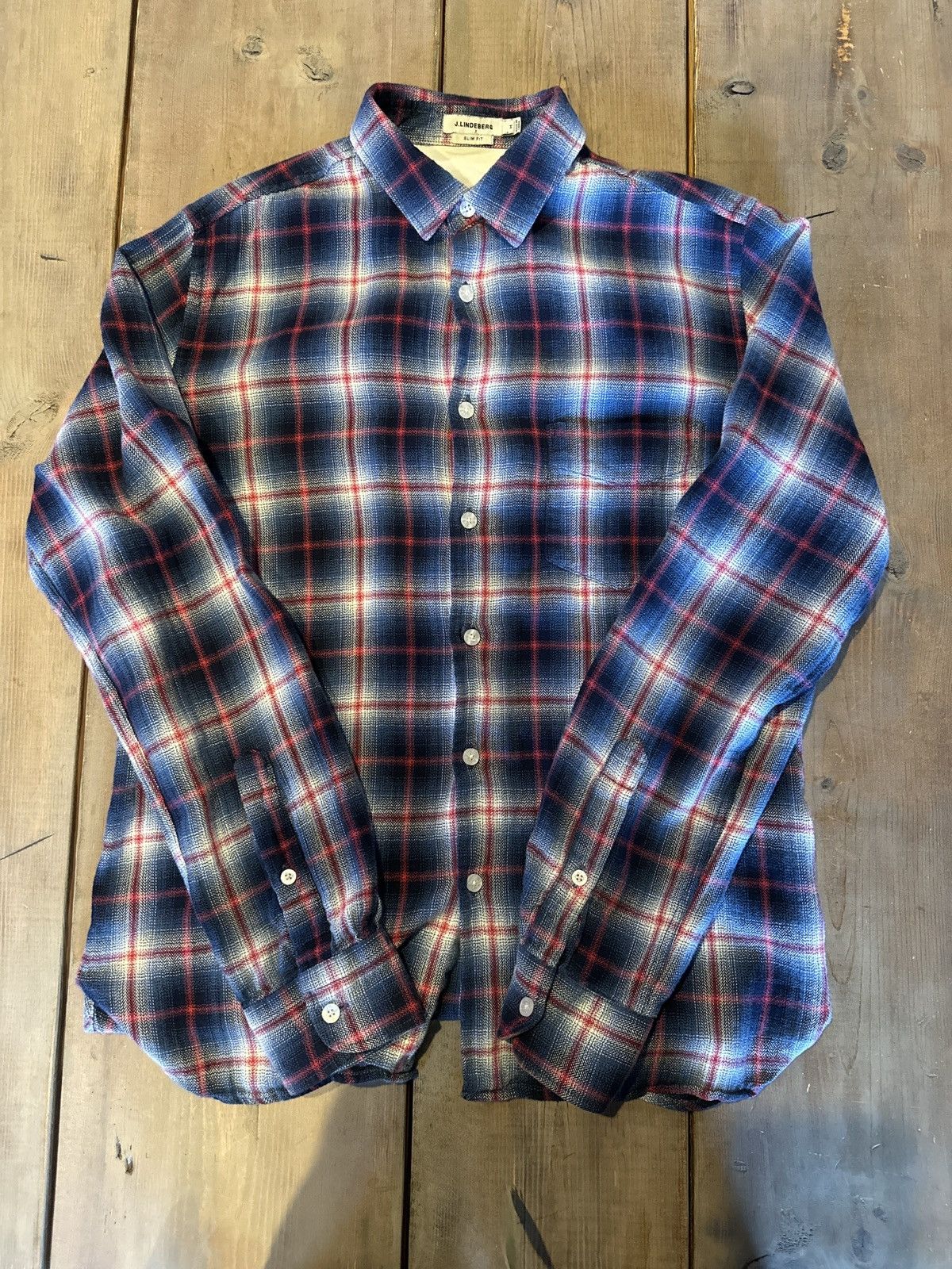 J.Lindeberg J Lindberg Slim Fit Brushed Plaid Button Up Medium Size US M / EU 48-50 / 2 - 1 Thumbnail