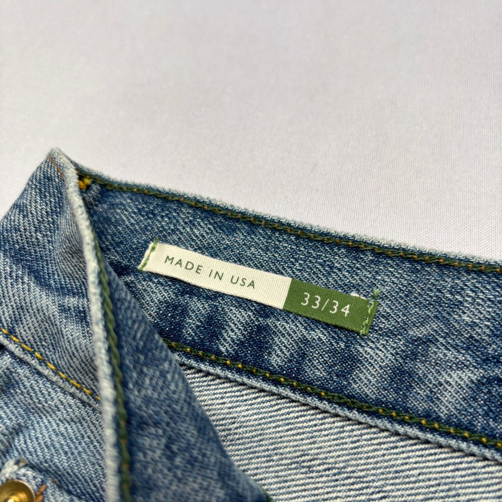 Sid Mashburn $175 Sid Mashburn Slim Straight Jeans Light Wash 33x34 Size US 33 - 4 Thumbnail