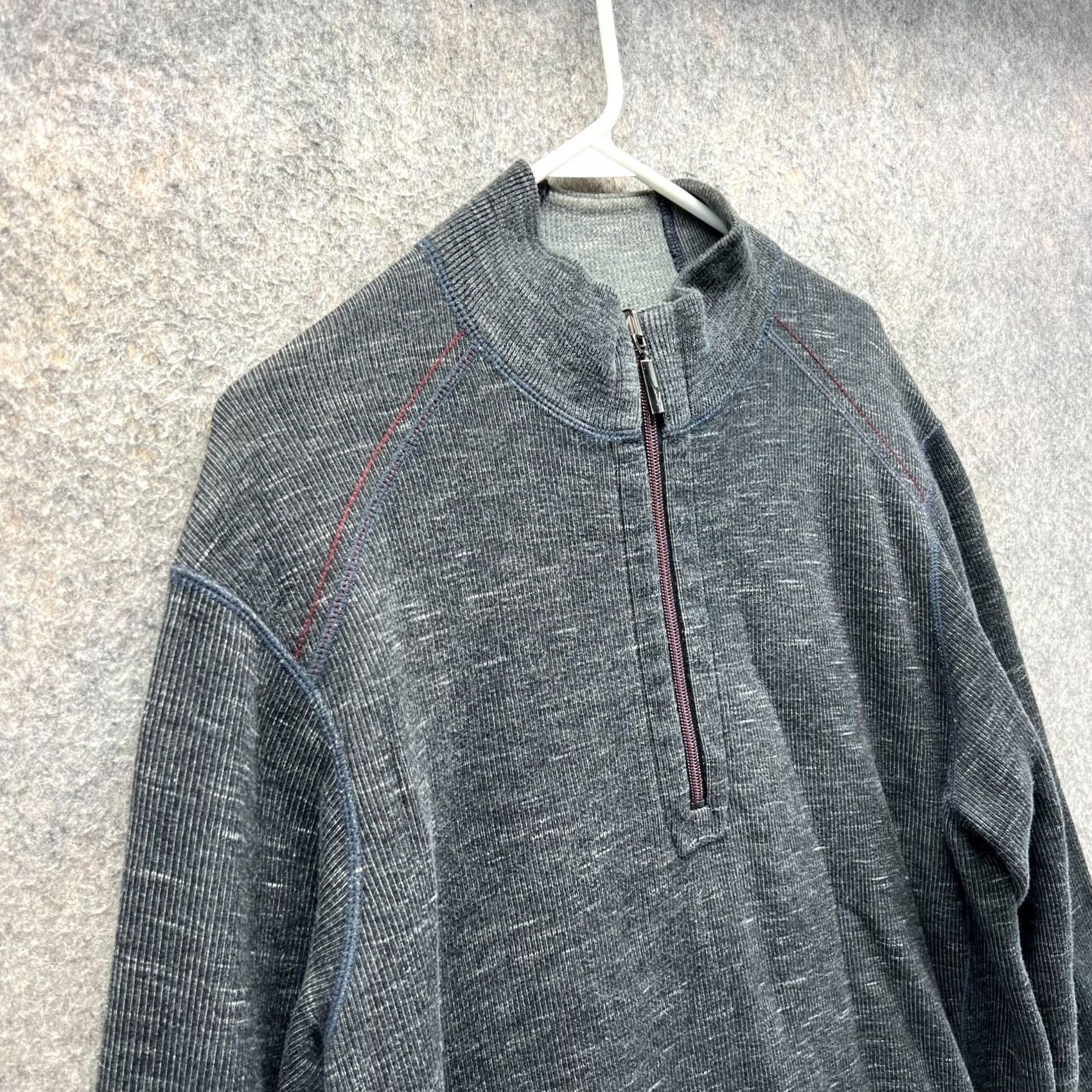 Tommy Bahama VINTAGE Tommy Bahama Sweater Mens XL Gray Pullover 1/4 Zip Reversible Fleece Jacket Shirt Size US XL / EU 56 / 4 - 6 Thumbnail