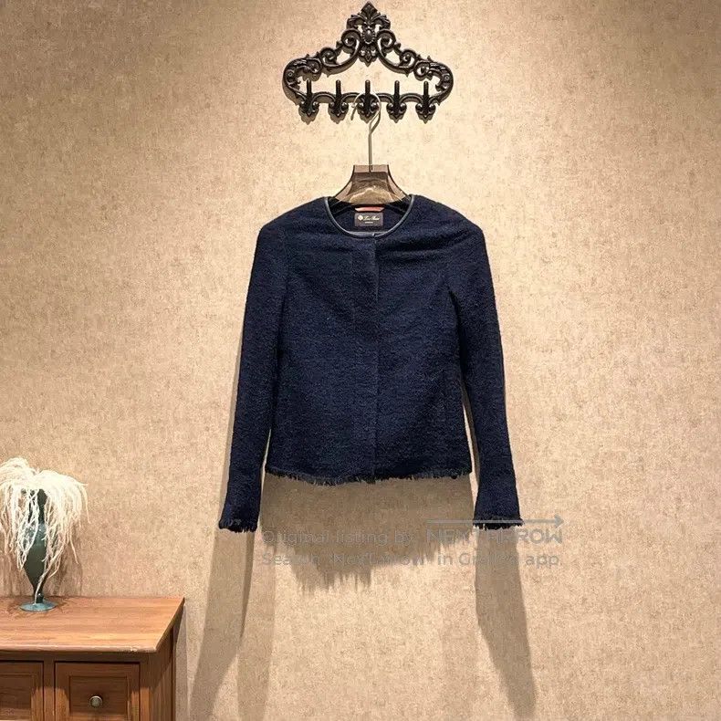 Loro Piana Loro Piana Blue Fringe Wool Tweed Jacket Size XXS / US 00 / IT 34 - 1 Thumbnail