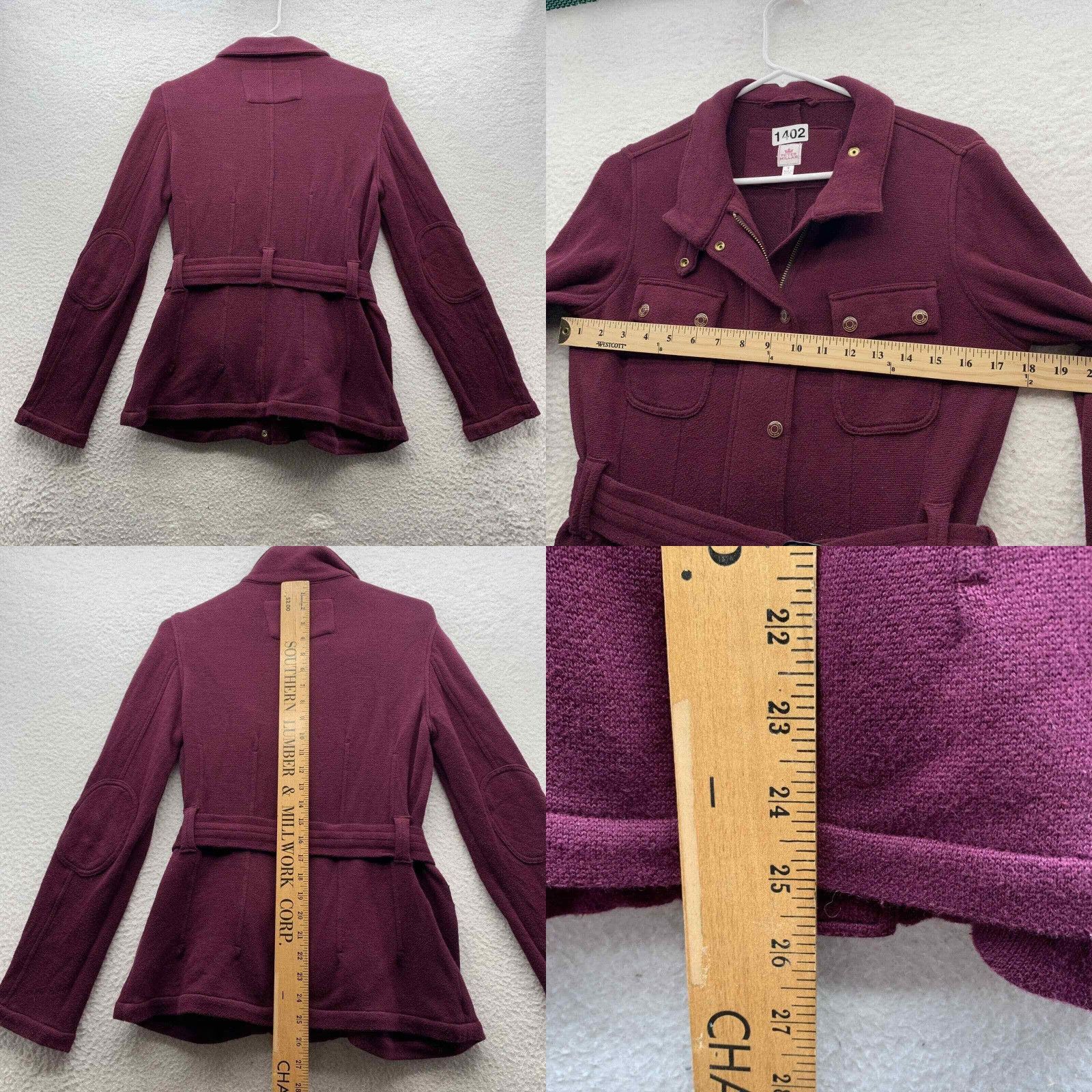 Peter Millar Peter Millar Wool Peacoat Womens Small S Full Zip Snap Belted Elbow Pad Golf Jacket Size S / US 4 / IT 40 - 8 Thumbnail