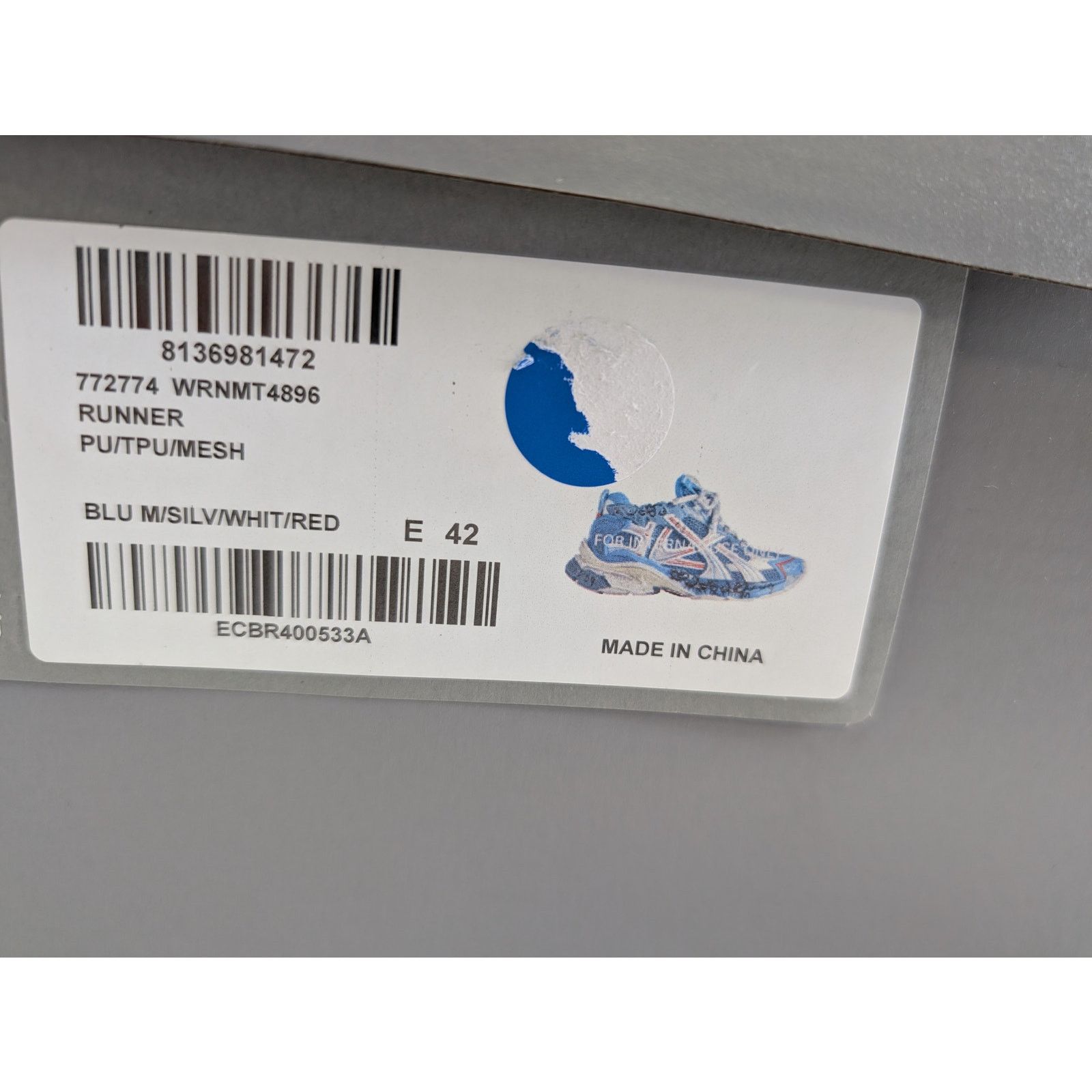 Balenciaga o1rshd1 Runner Sneakers in Blue/Silver/White/Red Size US 9 / EU 42 - 19 Thumbnail