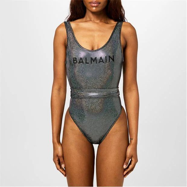 Balmain o1g2r1mq0924 Logo Metallic Swimsuit in Black & Silver Size XS / US 0-2 / IT 36-38 - 3 Thumbnail