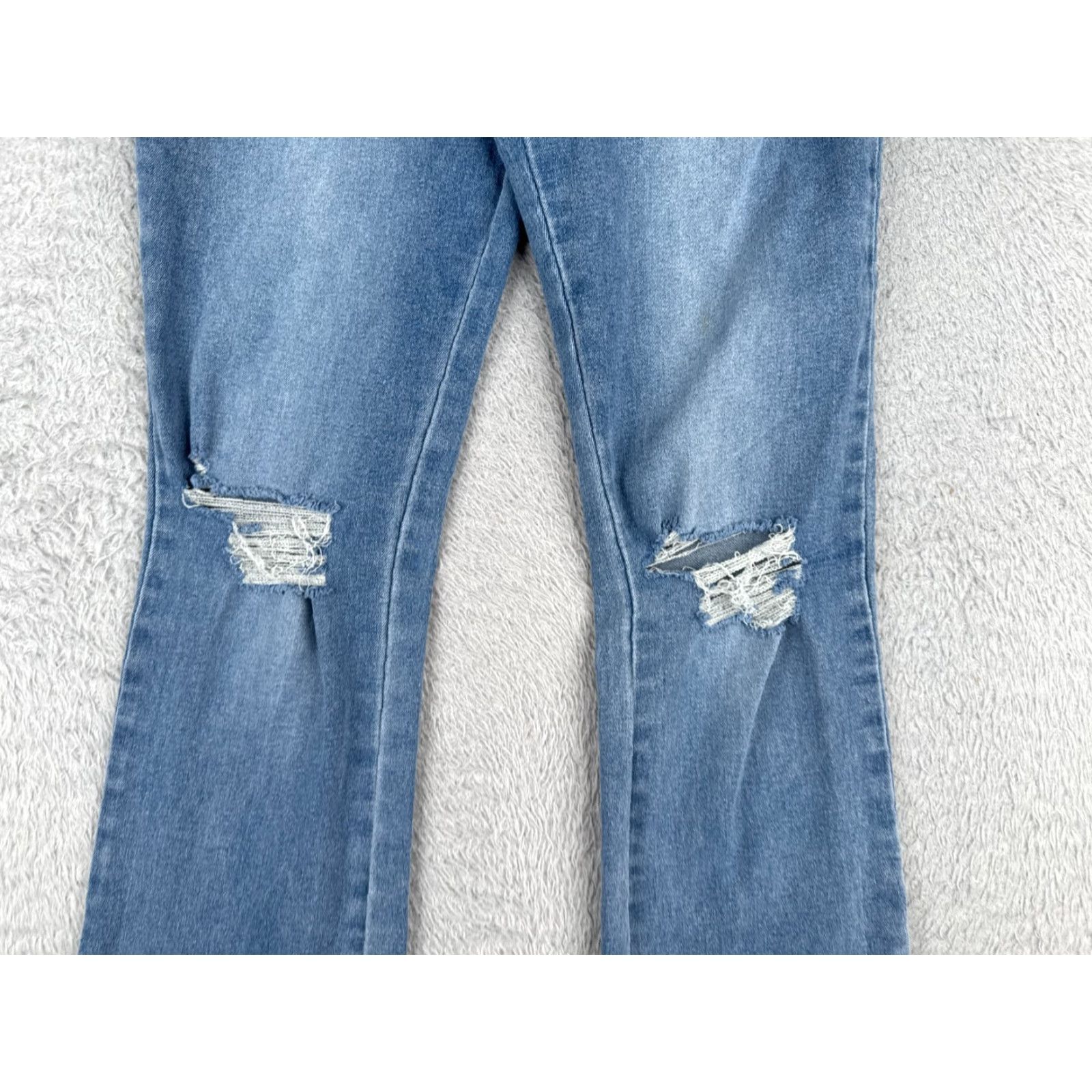 Shein SheIn Jeans Womens 8 Blue Denim Flared High Rise Distressed 28x30 Jeans Size 30" / US 8 / IT 44 - 3 Thumbnail