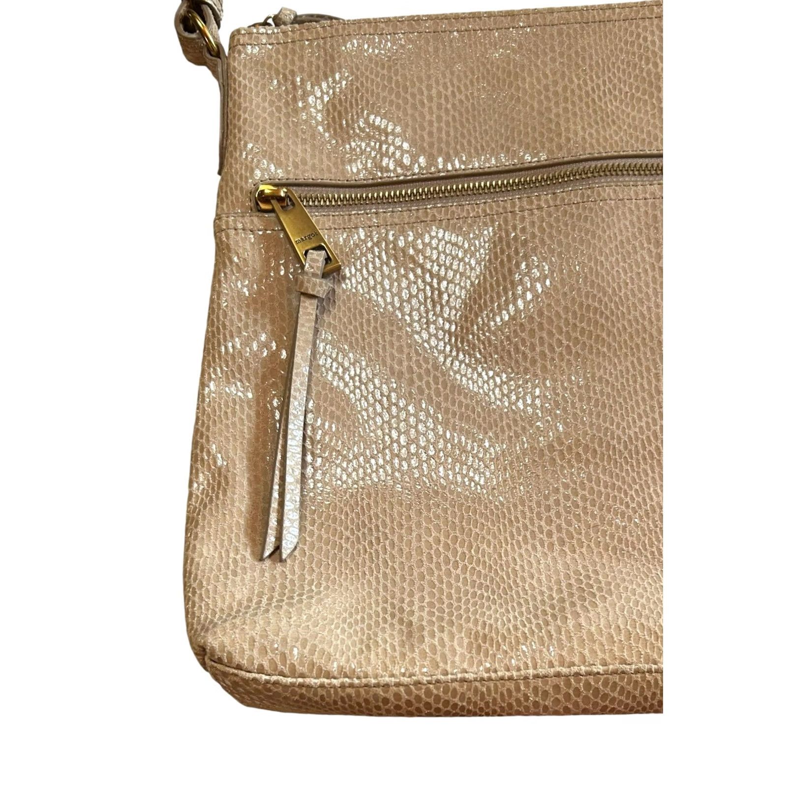 Vintage VINTAGE Margot New York Brown Embossed Leather Crossbody Purse Women’s Shoulder Handbag Size ONE SIZE - 3 Thumbnail