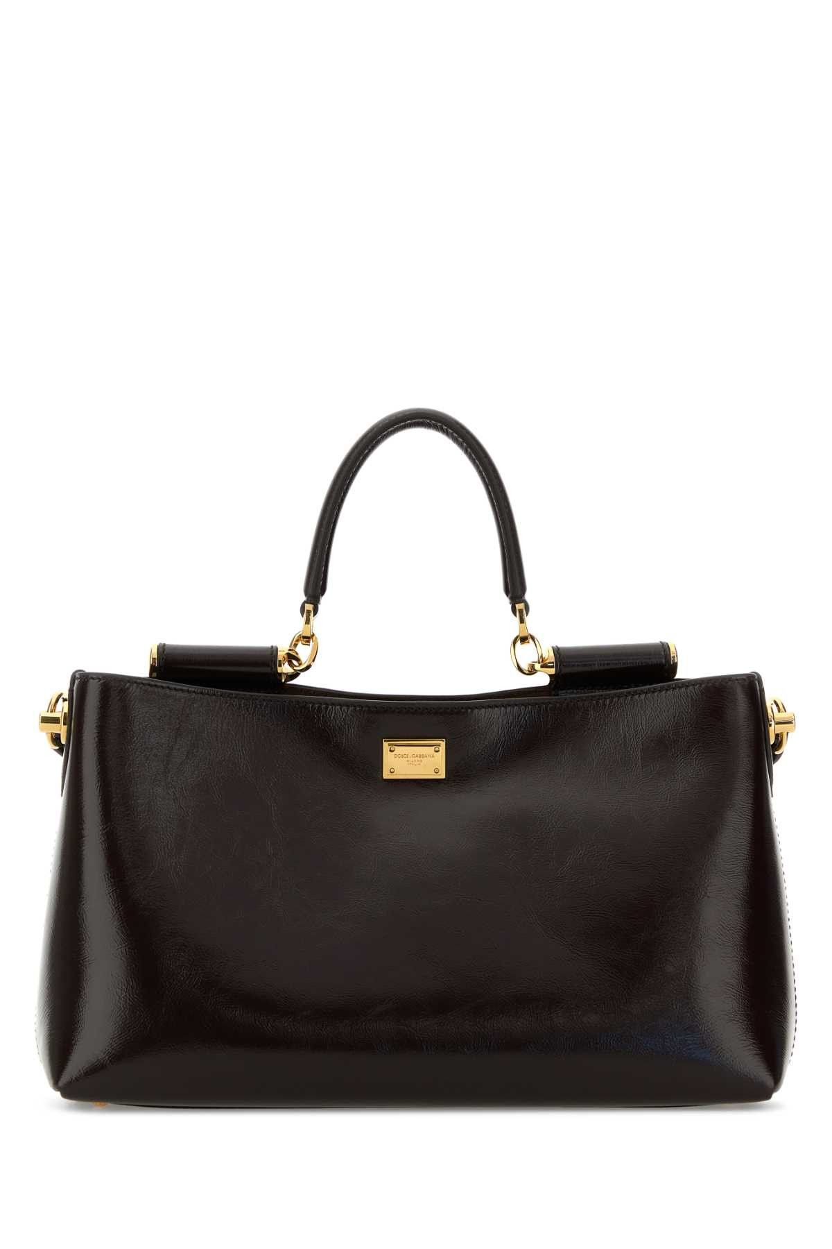 Dolce & Gabbana Chocolate Leather Medium Vittoria Handbag Size ONE SIZE - 1 Thumbnail