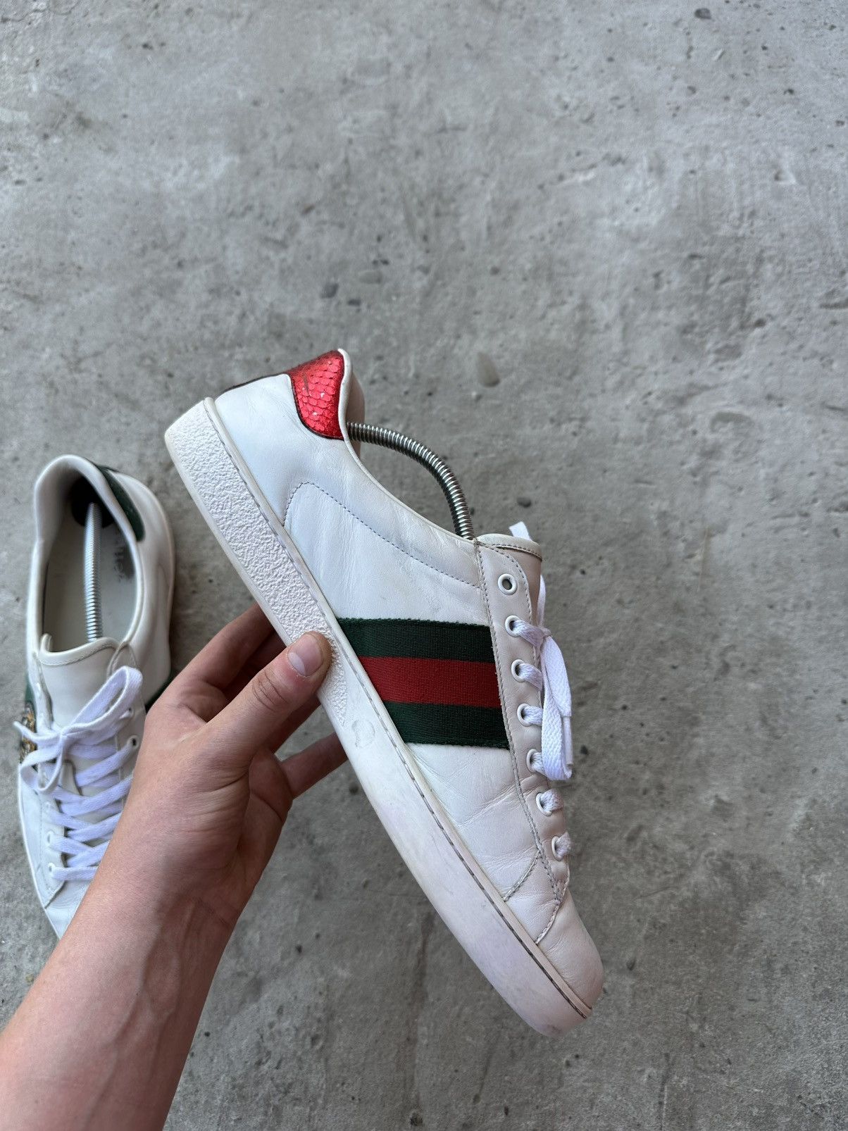 Gucci Vintage Gucci Ace Tiger Leather Sneakers Luxury Old Money Size US 12.5 / EU 45-46 - 7 Thumbnail