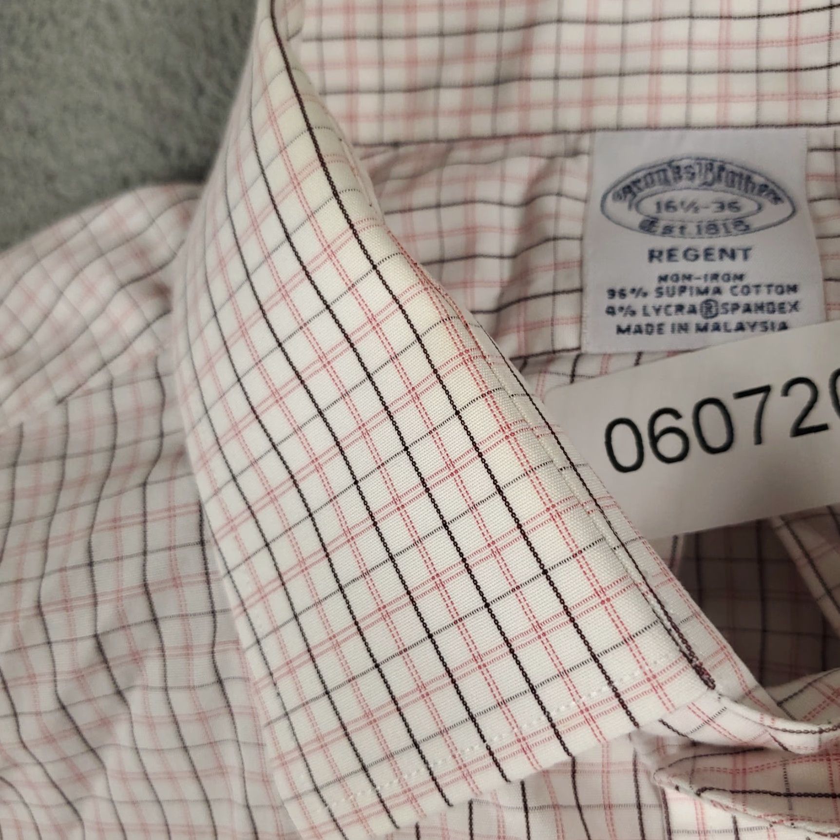 Brooks Brothers VINTAGE Brooks Brothers Shirt Mens 16.5 Red Plaid Dress Shirt Long Sleeve Regular Non-Iron Button Up" Size 42R - 3 Thumbnail