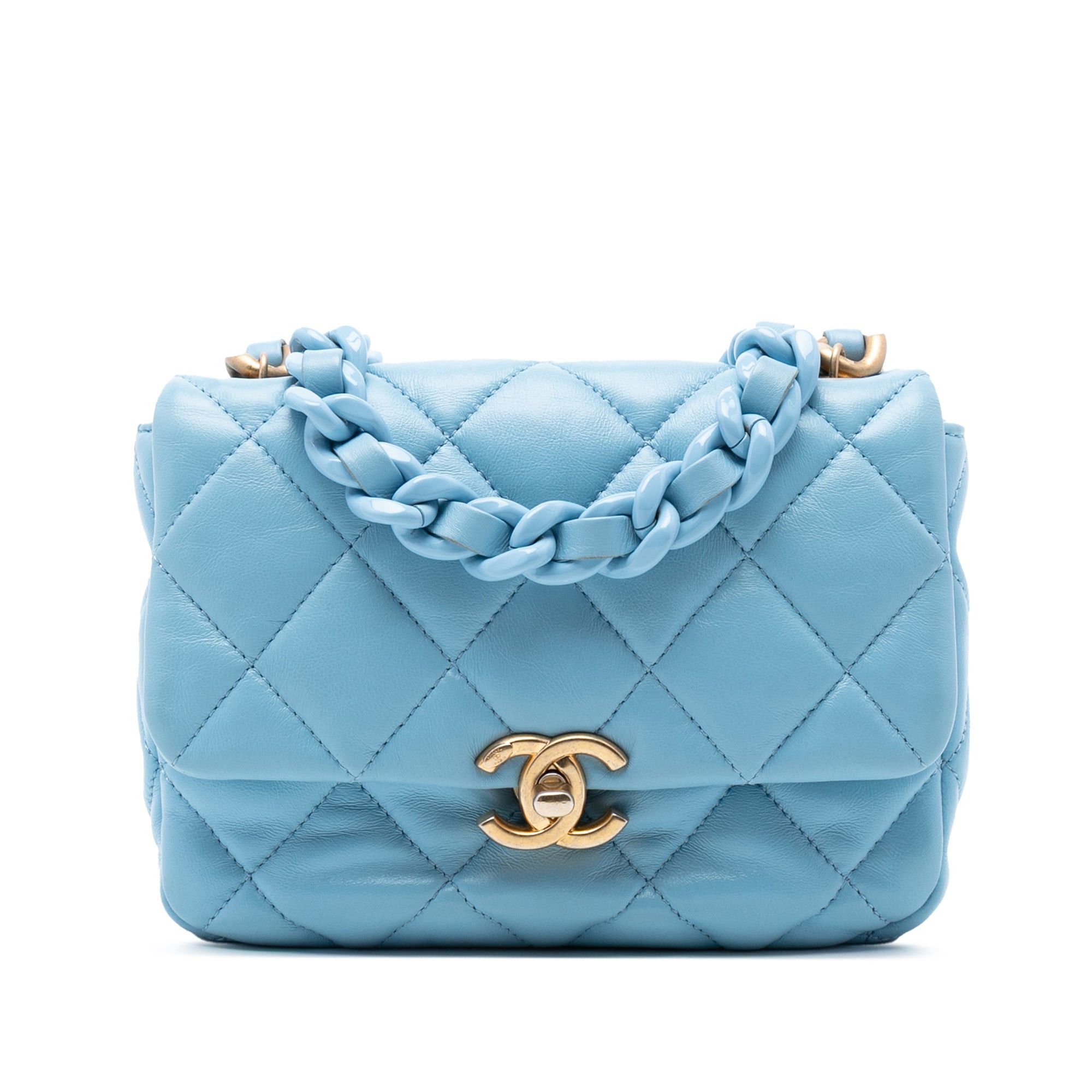Mini Quilted Lambskin Lacquered Chain Flap