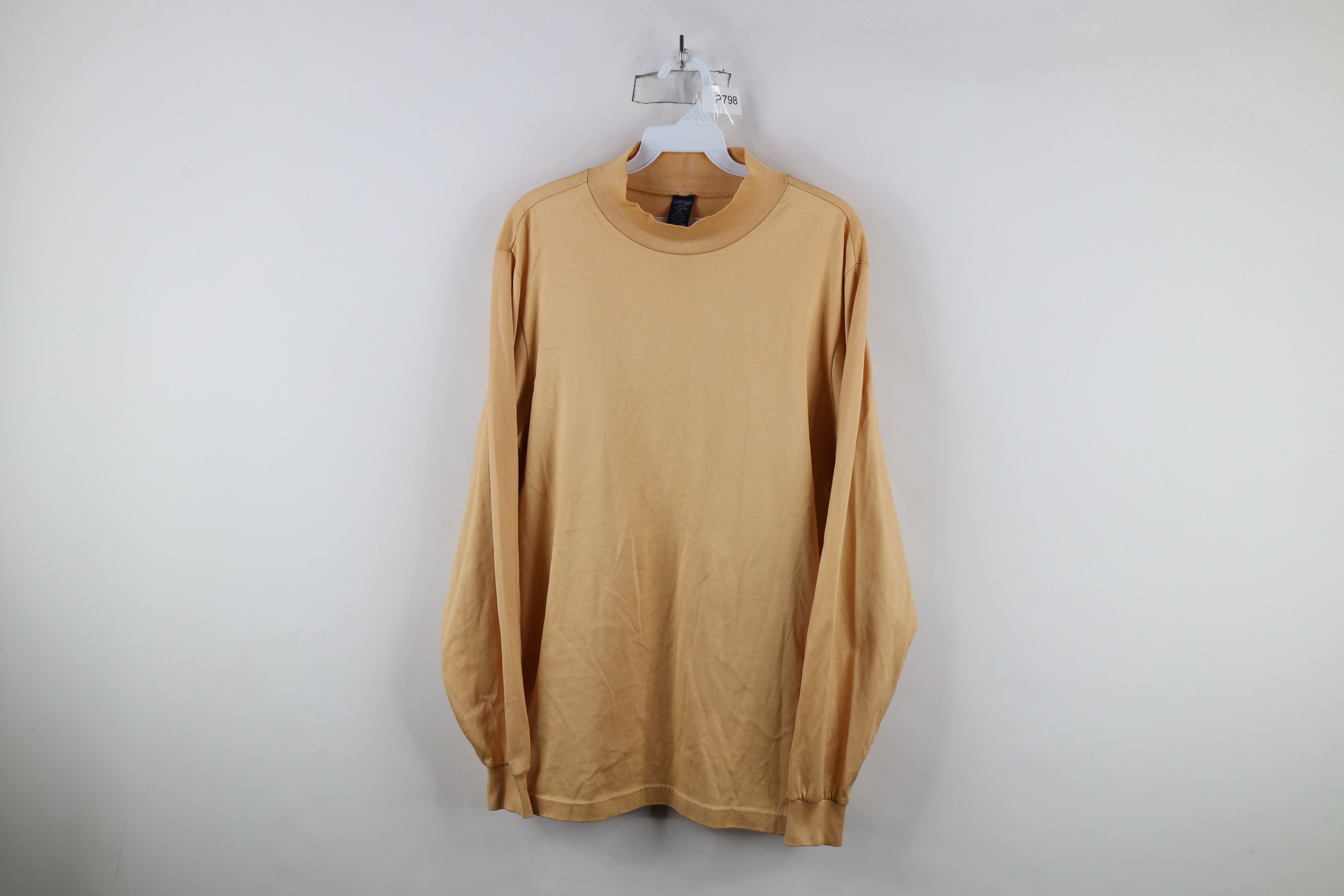 Lands' End × Vintage Vintage 90s Lands End Mock Neck Long Sleeve T-Shirt Gold USA Size US M / EU 48-50 / 2 - 1 Thumbnail