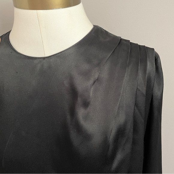 Vintage Vintage 80s Black Long Sleeve Batwing Satin Blouse - M Size M / US 6-8 / IT 42-44 - 3 Thumbnail