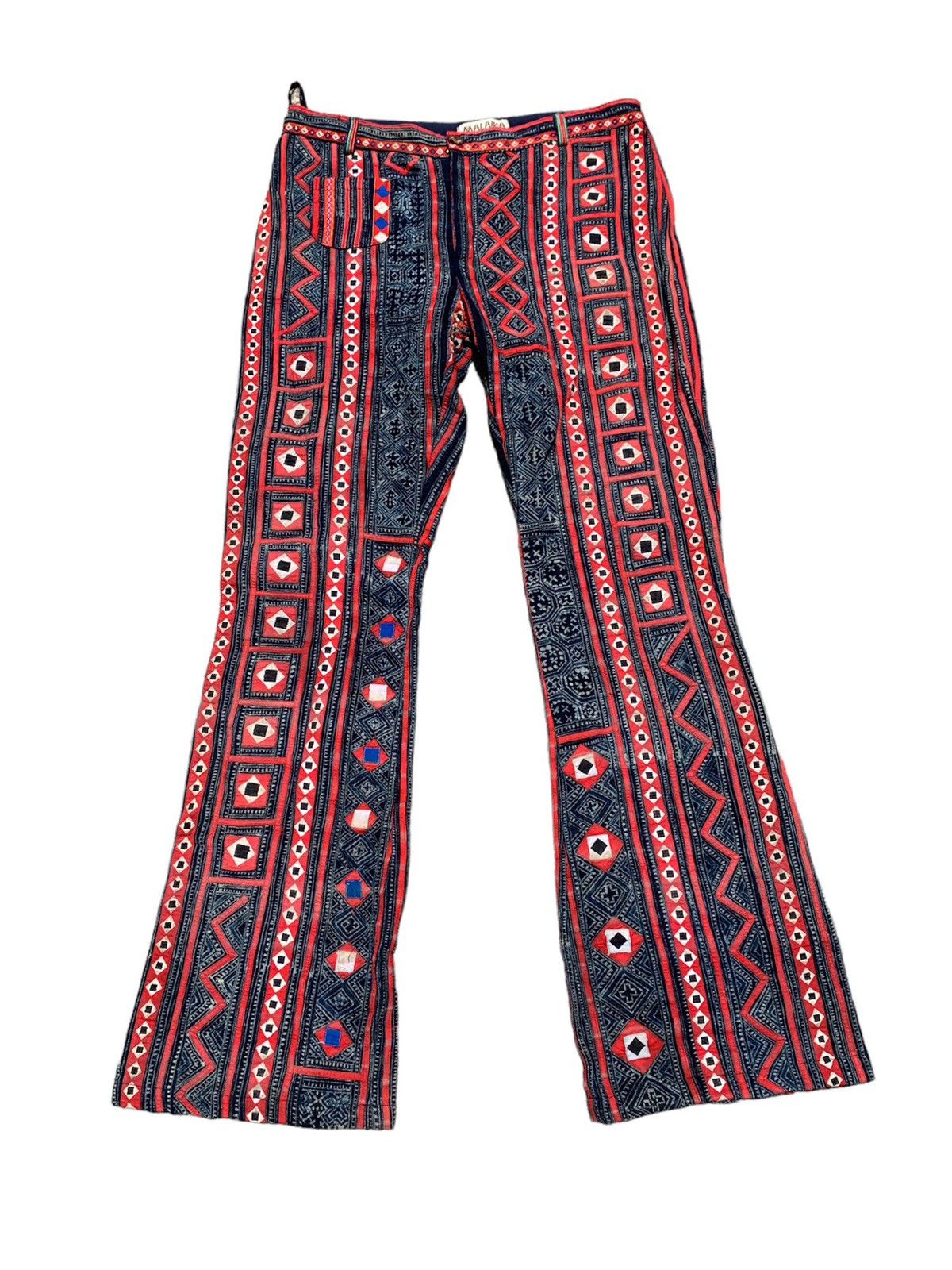 image of Art x If Six Was Nine Malaika Patchwork Flared Pants in Red/Black, Men's (Size 32)