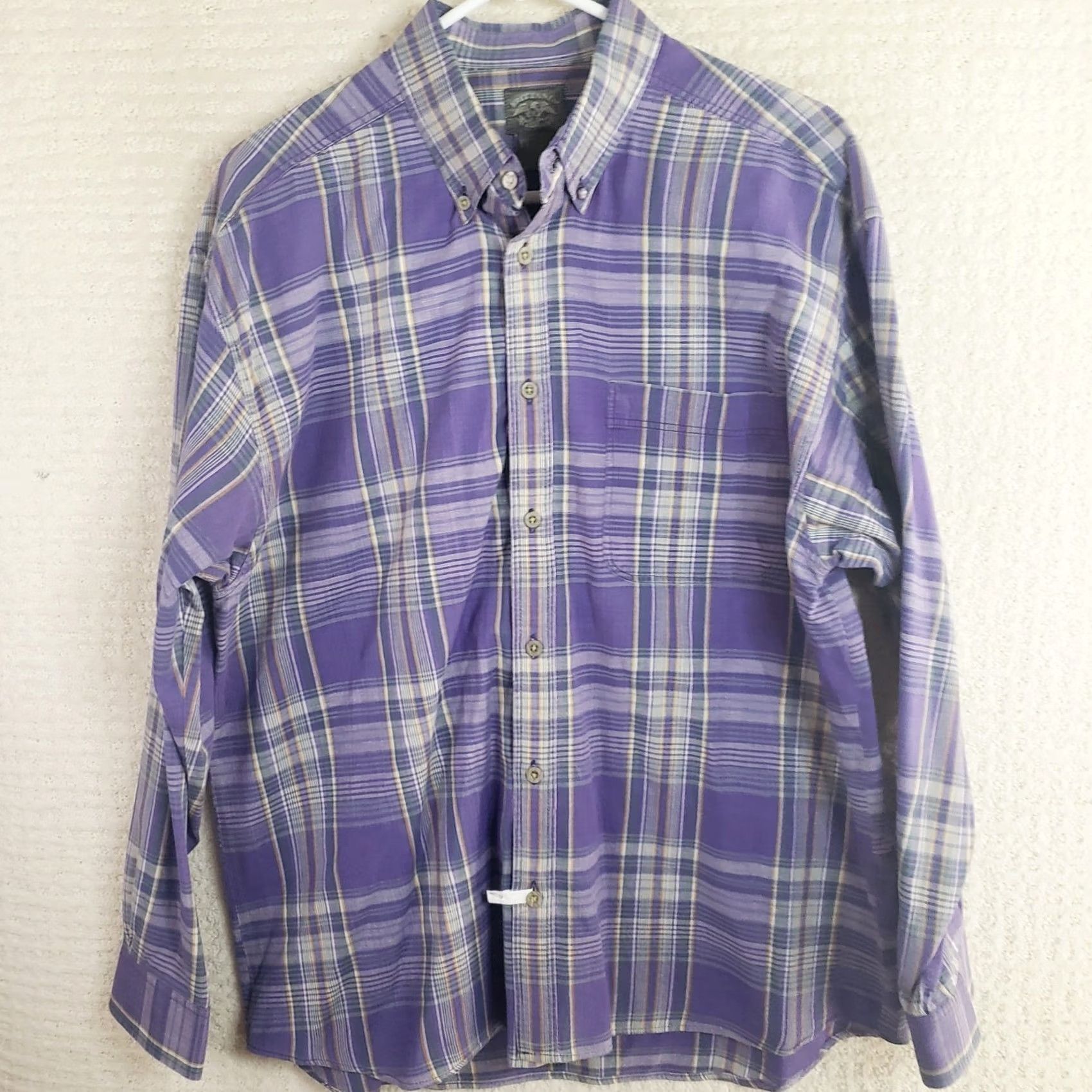 Vintage VINTAGE Brittania Mens Shirt L Purple Gray Plaid Long Slv Button Up Cotton Shirt Size US L / EU 52-54 / 3 - 2 Thumbnail