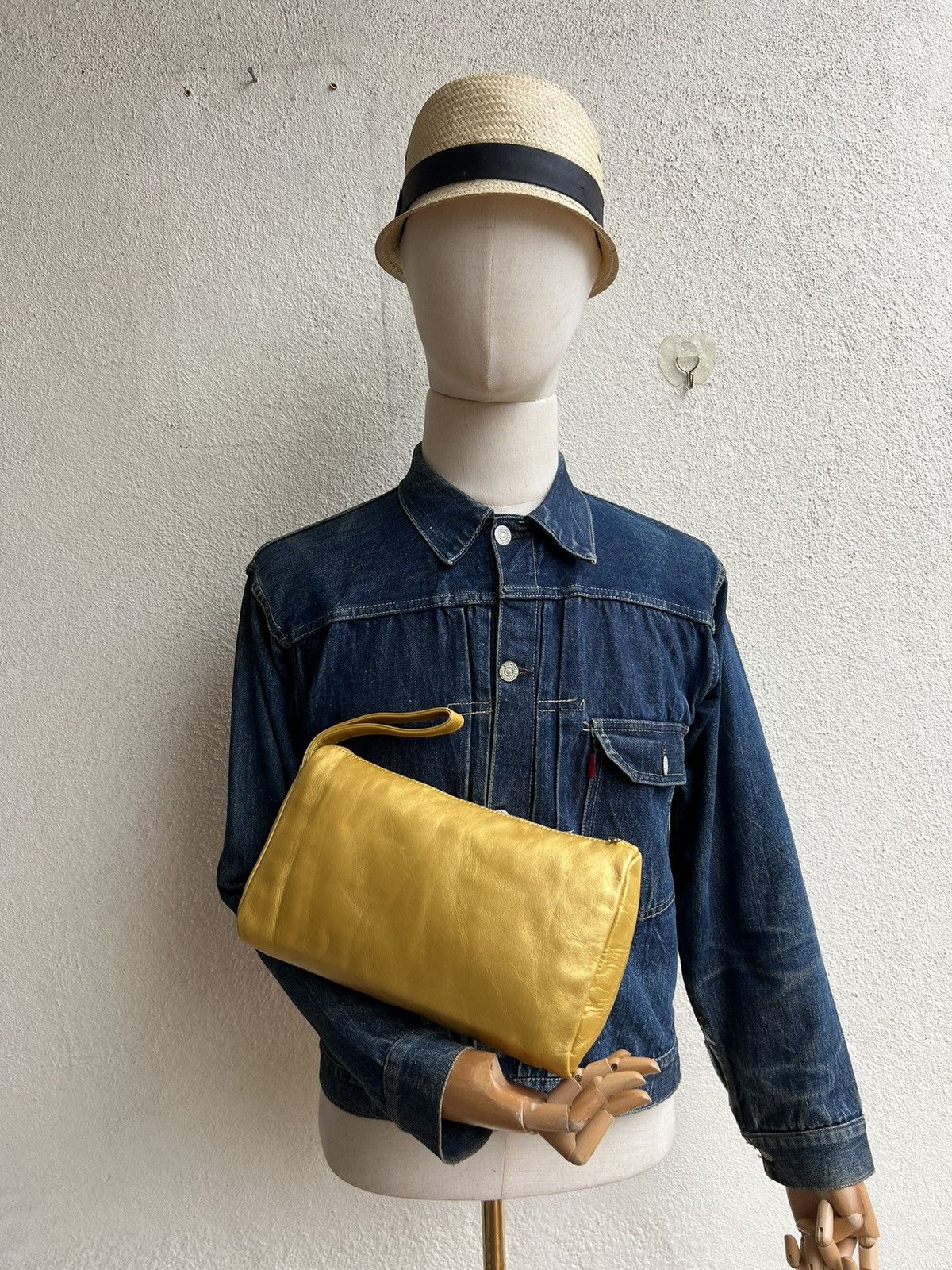 A.P.C. Vintage A.P.C. Patina Leather Yellow Gold Clutch Bag Size ONE SIZE - 4 Thumbnail
