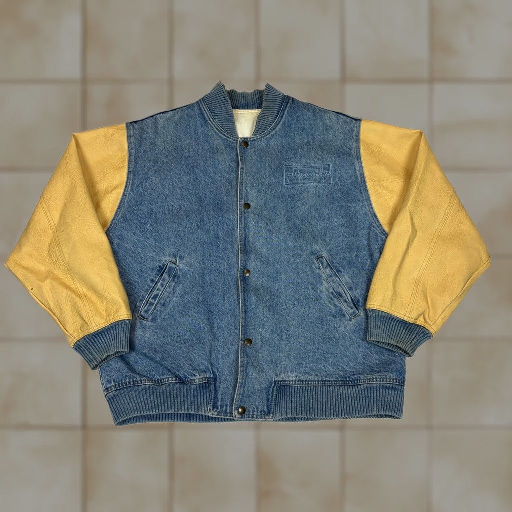 Denime 90s Panavision Denim Varsity Jacket Mens XL Vintage Blue Size US XL / EU 56 / 4 - 1 Thumbnail