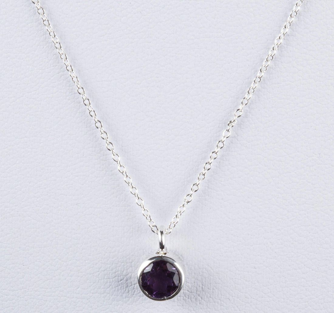 Designer Sterling Silver Faceted Amethyst Astrology Pendant& Necklace Size ONE SIZE - 1 Thumbnail