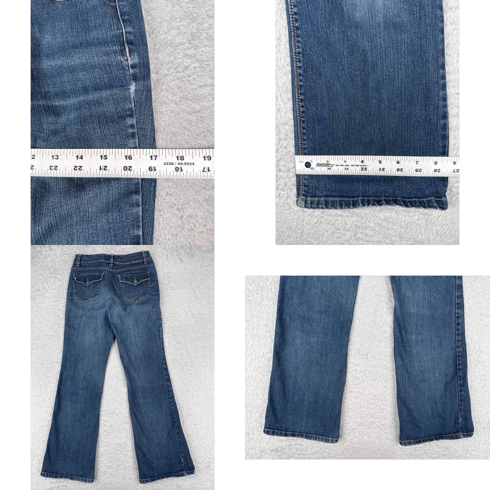 Denime Sonoma Jeans Womens 10 Blue Denim Flared Mid Rise 28x29 Cotton Stretch Jeans - City Theme, 5-Pocket, Dark Wash, Regular Size 32" / US 10 / IT 46 - 9 Thumbnail