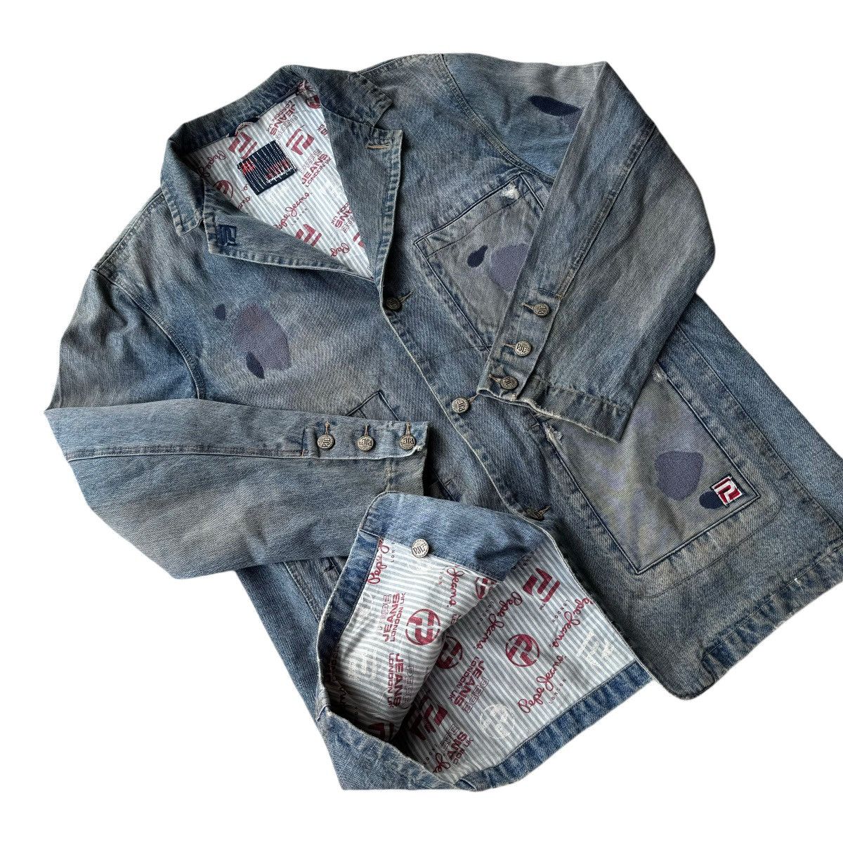 Evisu × Pepe Jeans Y2K Pepe Jeans Denim Blazer Jean Coat Vintage HipHop Trucker Size US XXL / EU 58 / 5 - 4 Thumbnail