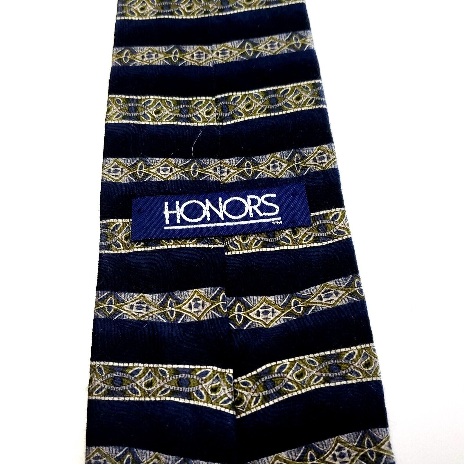 Vintage Honors Beige Black Silk Tie Woven Nordic Size ONE SIZE - 4 Thumbnail