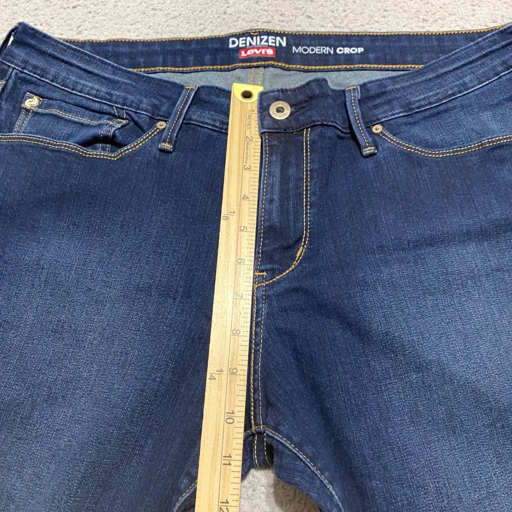 Denizen DENIZEN Jeans Womens 16 Blue Denim Dark Wash Cropped Mid Rise 5-Pocket Regular Stretch Distressed Casual Womens Jeans Size 38" / US 16 / IT 52 - 7 Thumbnail