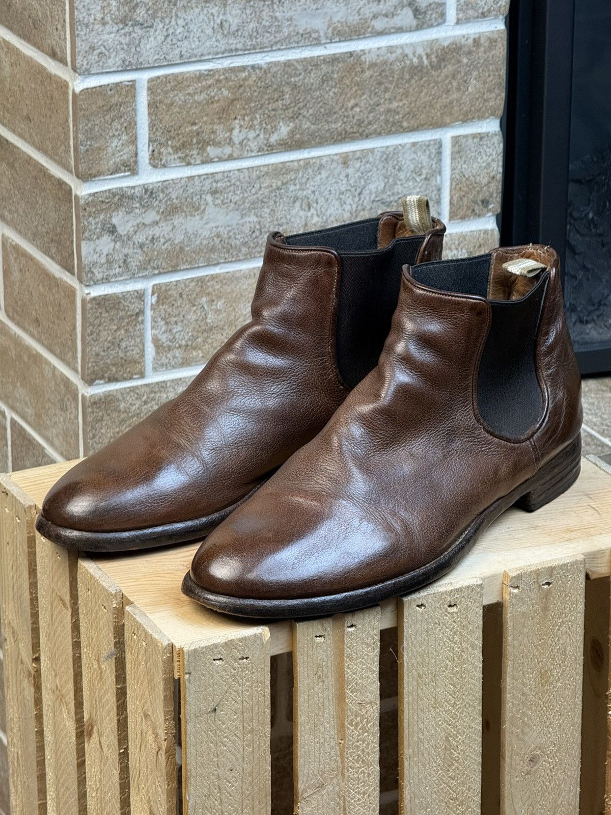 Officine Creative × Vintage Officine Creative Brown Leather Ceton Chealsea Boots Size US 9 / IT 39 - 2 Thumbnail