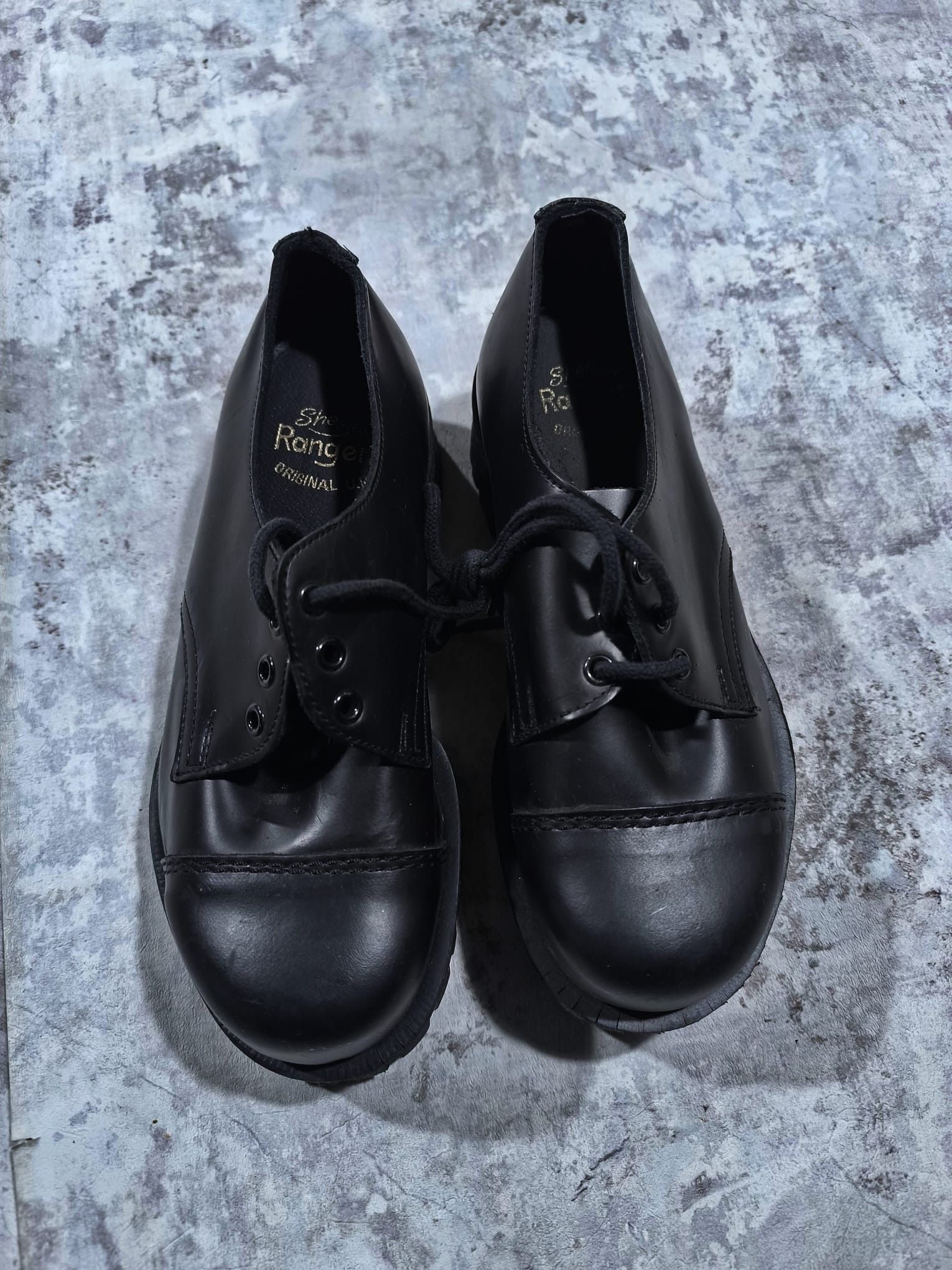 Leather vintage steel cap toe leather shoes chunky platform emo Size US 4 / IT 34 - 1 Thumbnail