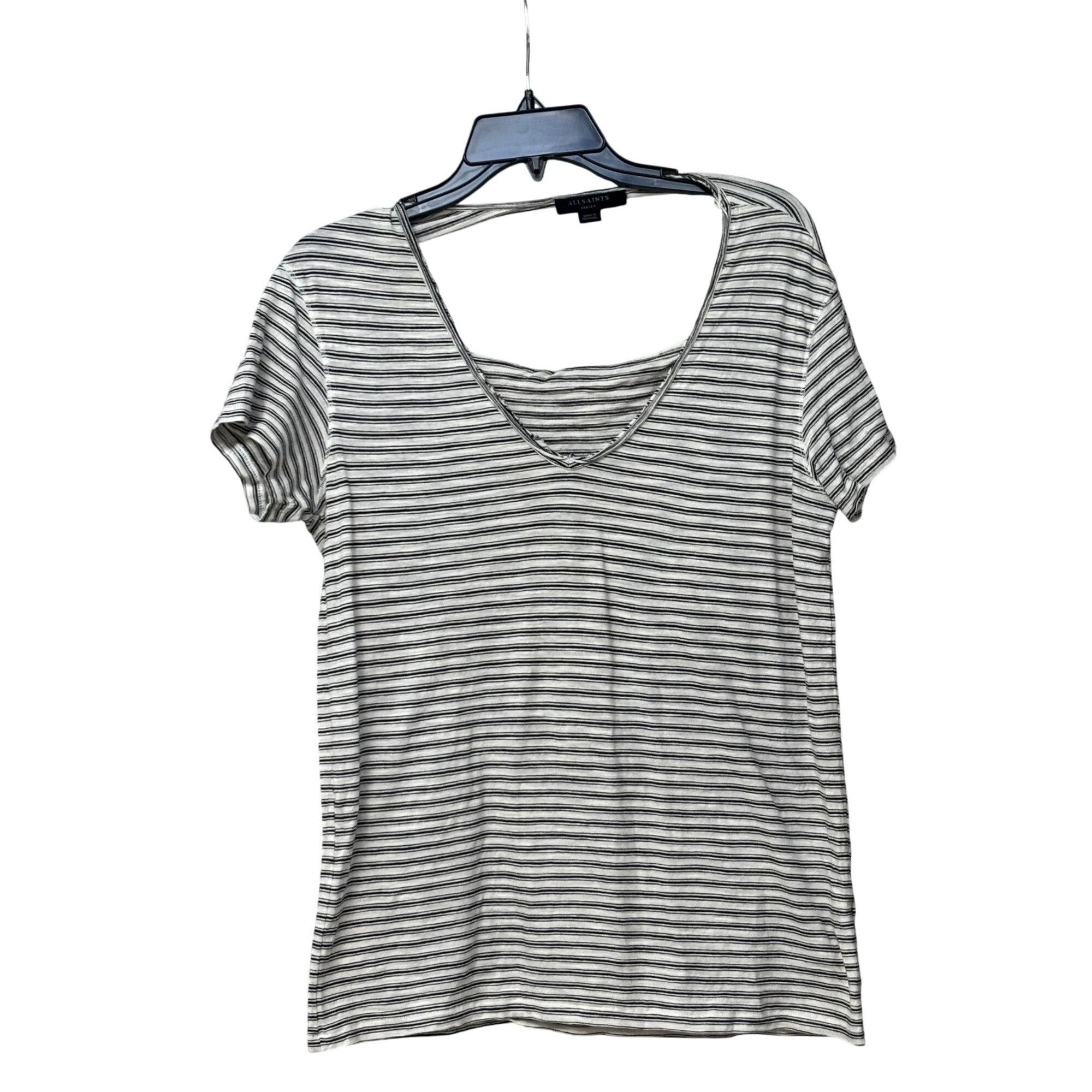 Other AllSaints Women's Striped Short Sleeve V-Neck T-Shirt, Blac Size S / US 4 / IT 40 - 1 Thumbnail