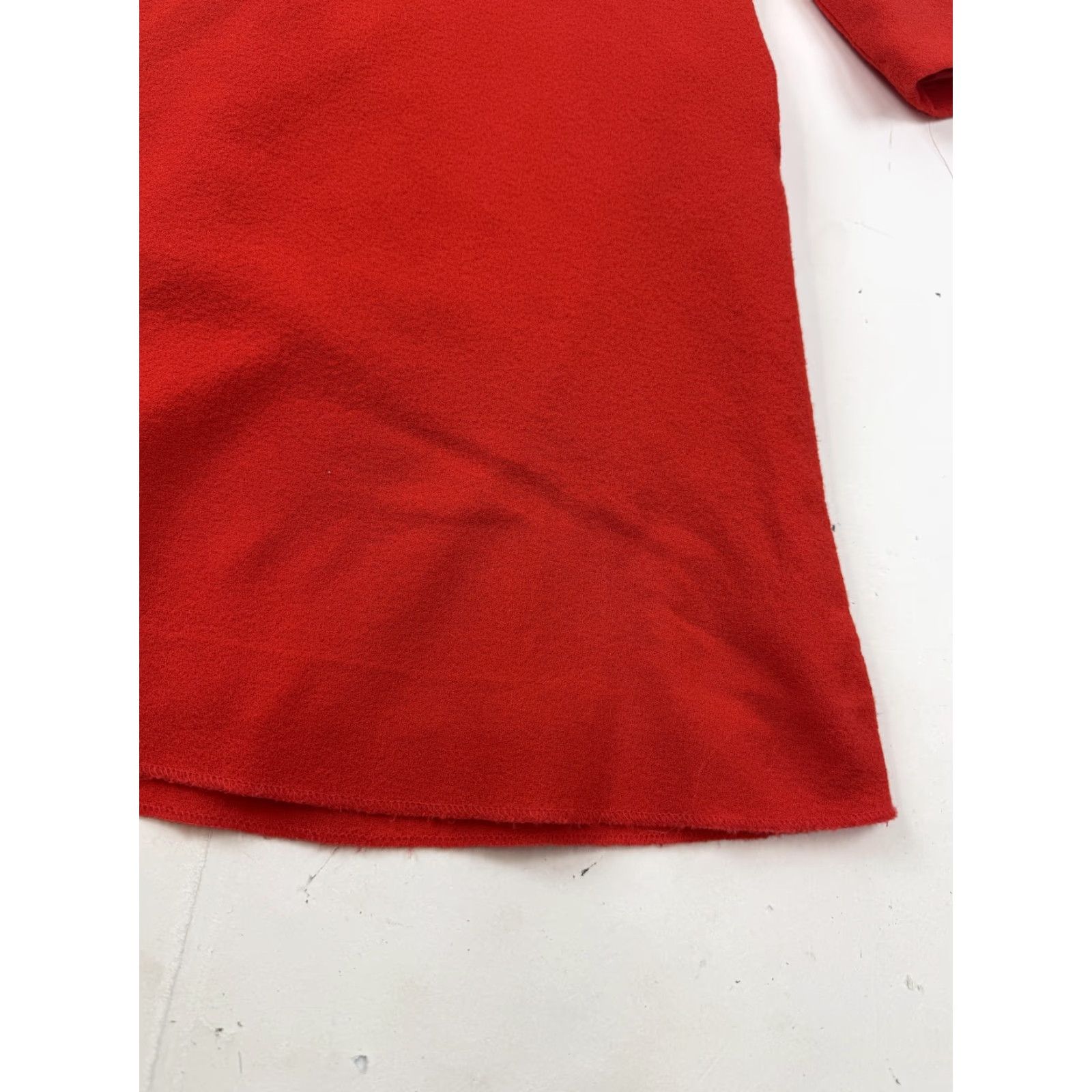 Vintage Goat Dress Womens 8 Red Wool Mock Neck Shift 3/4 Sleeve Button Detail Short Size 30" / US 8 / IT 44 - 2 Thumbnail