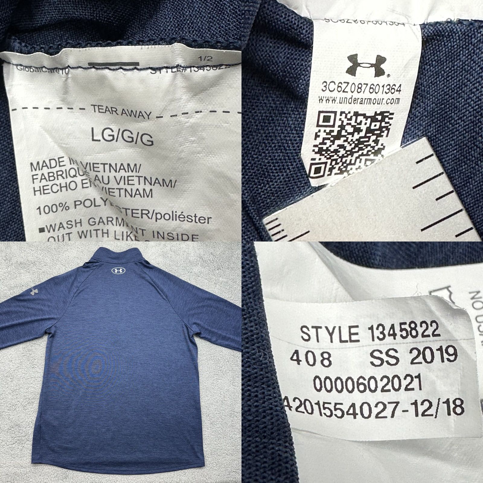 Under Armour Under Armour Project Rock Tech 1/4 Zip Pullover Shirt Mens Large Blue Long Sleeve Activewear Shirt Size US L / EU 52-54 / 3 - 9 Thumbnail