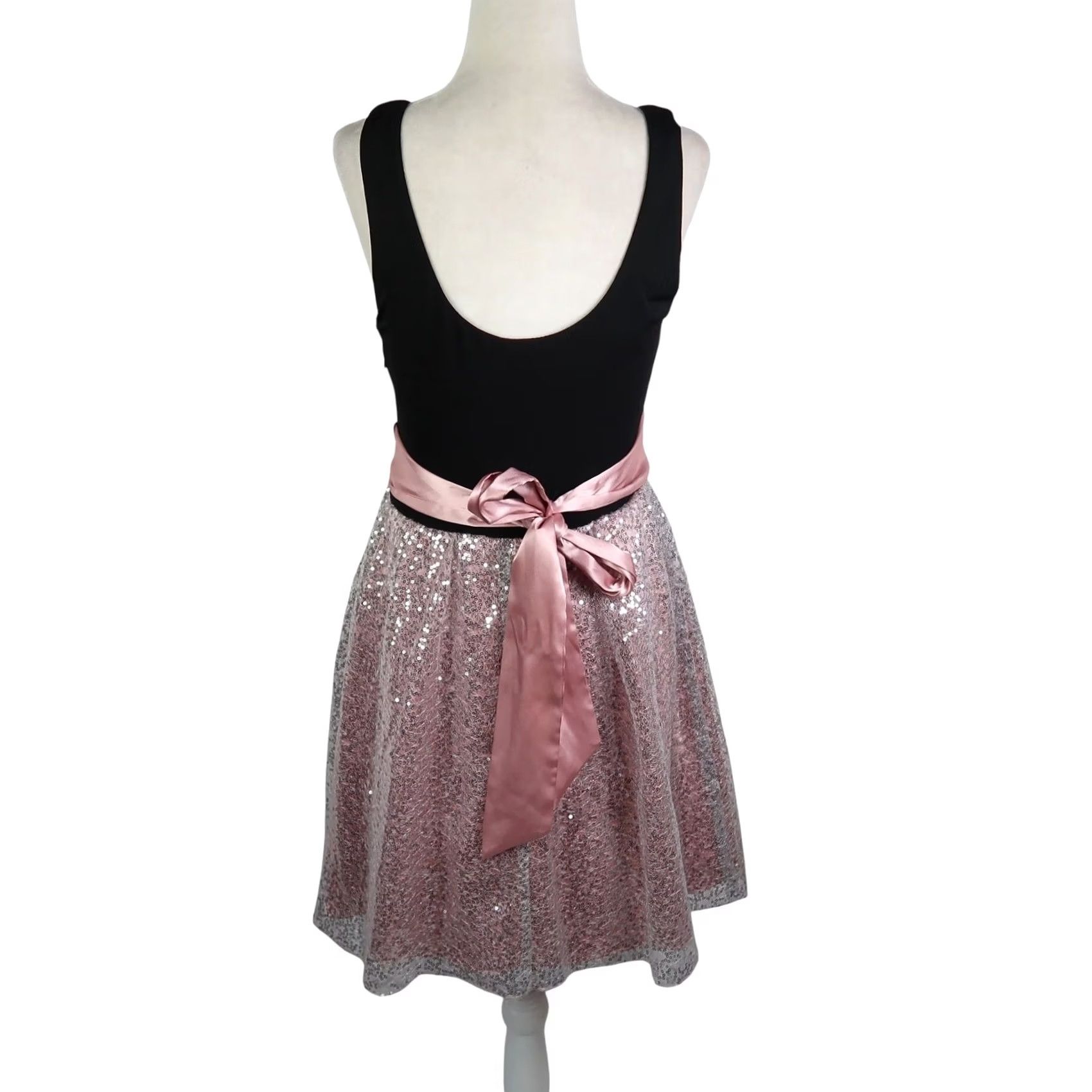 Vintage VINTAGE City Triangles Y2K Mini Dress 7 Black Pink Sequin Top Skirt Women Size M / US 6-8 / IT 42-44 - 5 Thumbnail