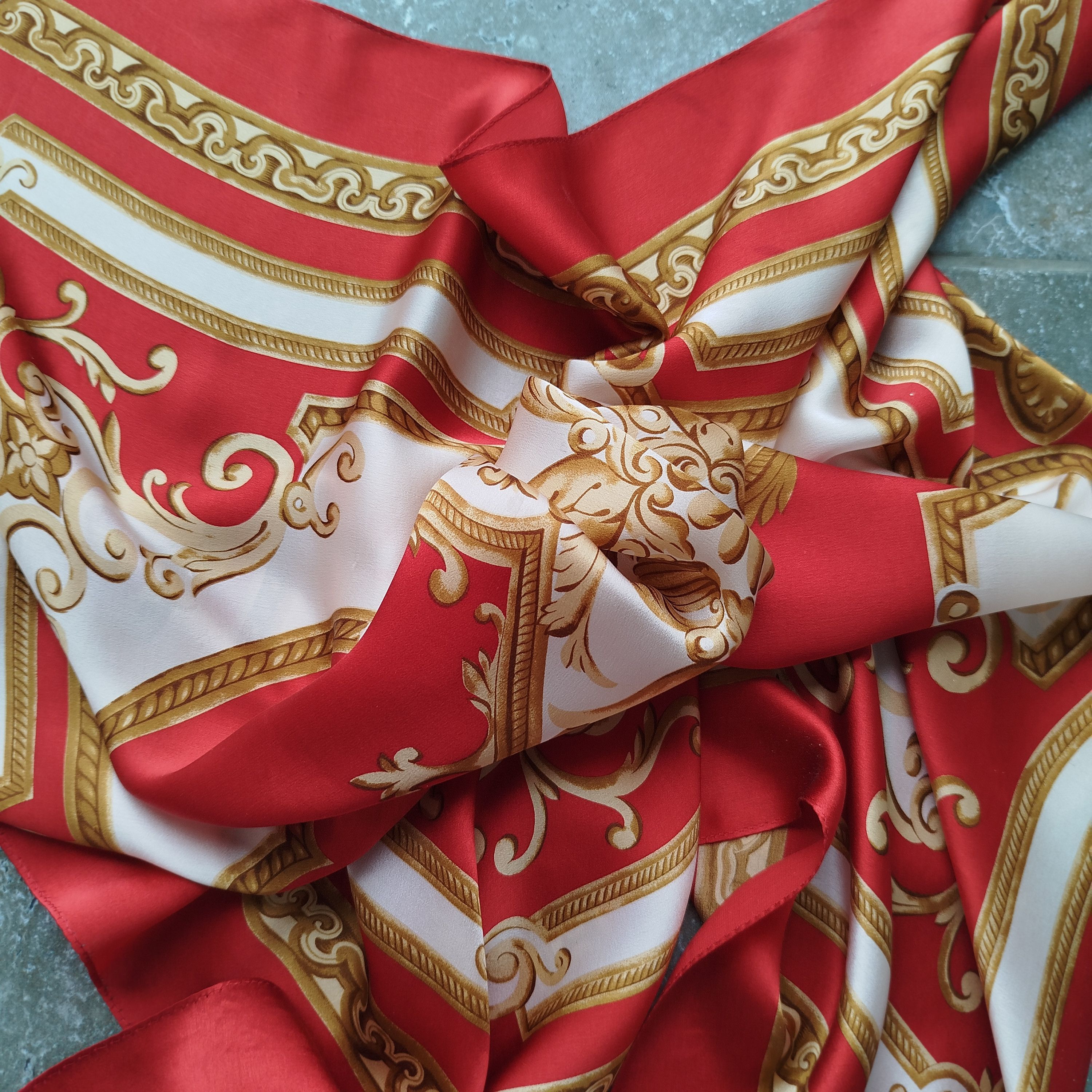 Vintage ECHO Square Scarf Baroque Scroll Japan 100% Silk Vintgae Size ONE SIZE - 7 Thumbnail