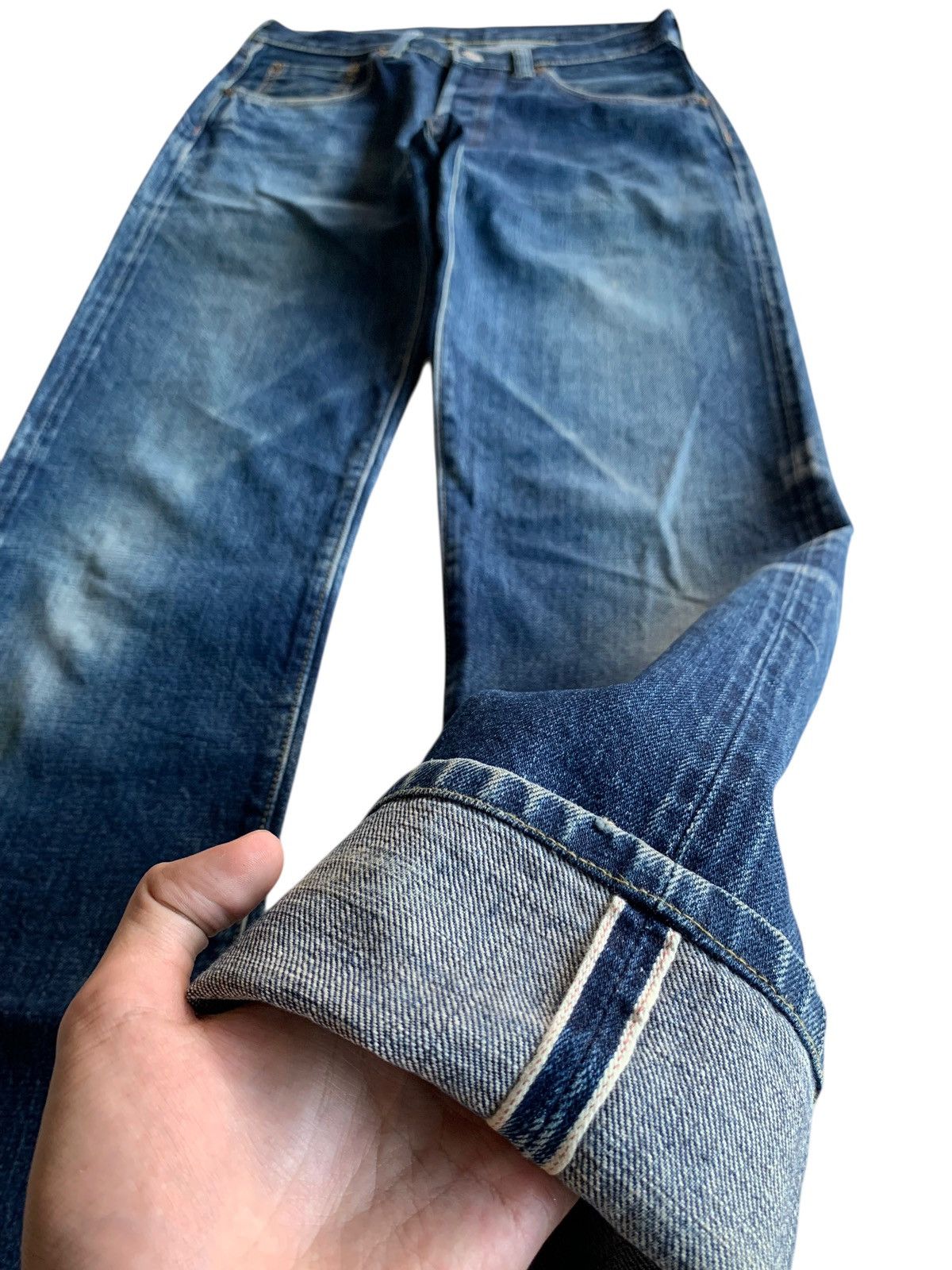 Sugar Cane VINTAGE SWING CHOP SELVEDGE FADED & RUSTY DISTRESSED DENIM Size US 29 - 5 Thumbnail