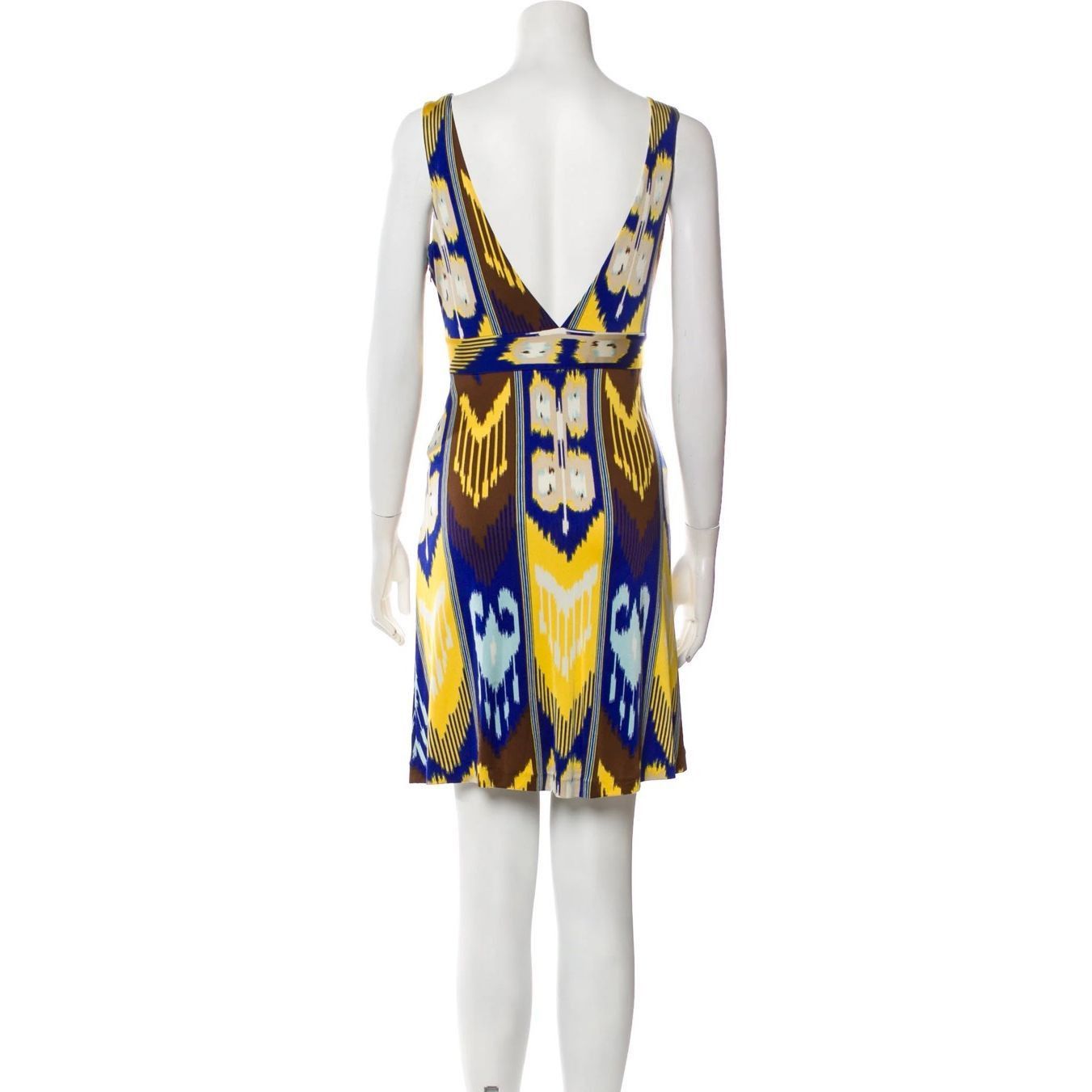 Tory Burch Tory Burch Silk Ikat Print Plunge Mini Dress Women’s XS Size XS / US 0-2 / IT 36-38 - 3 Thumbnail