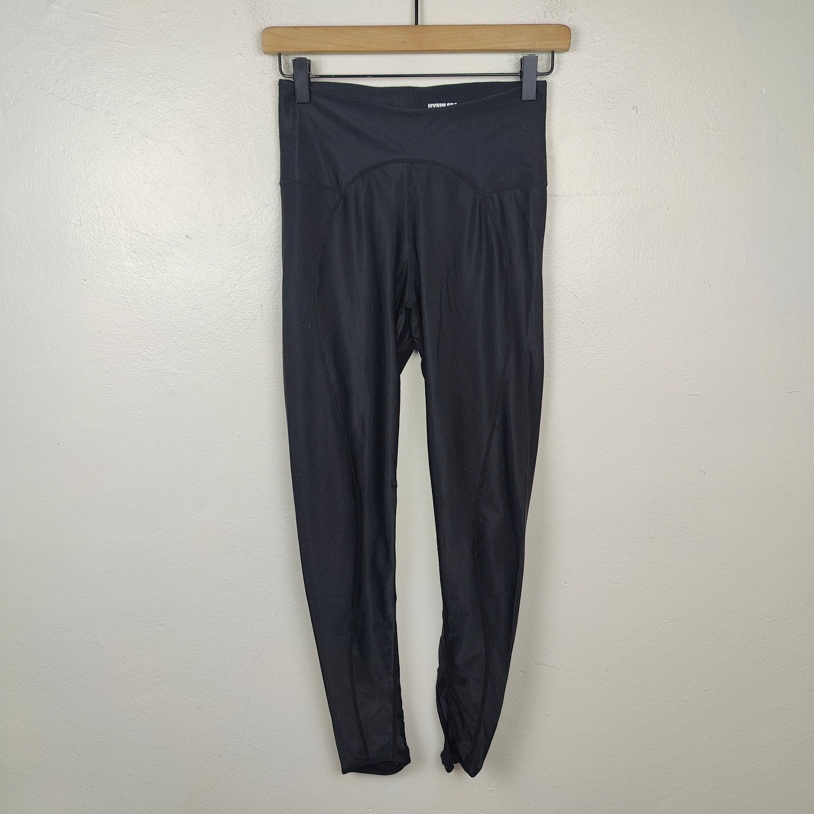 Other Hyein Seo Leggings Womens 2 Medium Black Shiny Stirrup Size 29" - 1 Thumbnail