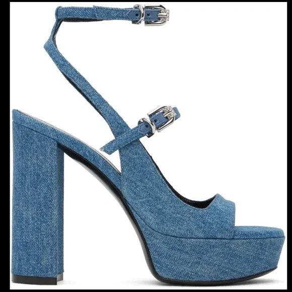 Givenchy GIVENCHY Blue Voyou Heeled Denim Sandals - NEW WITH TAGS Size US 9 / IT 39 - 3 Thumbnail