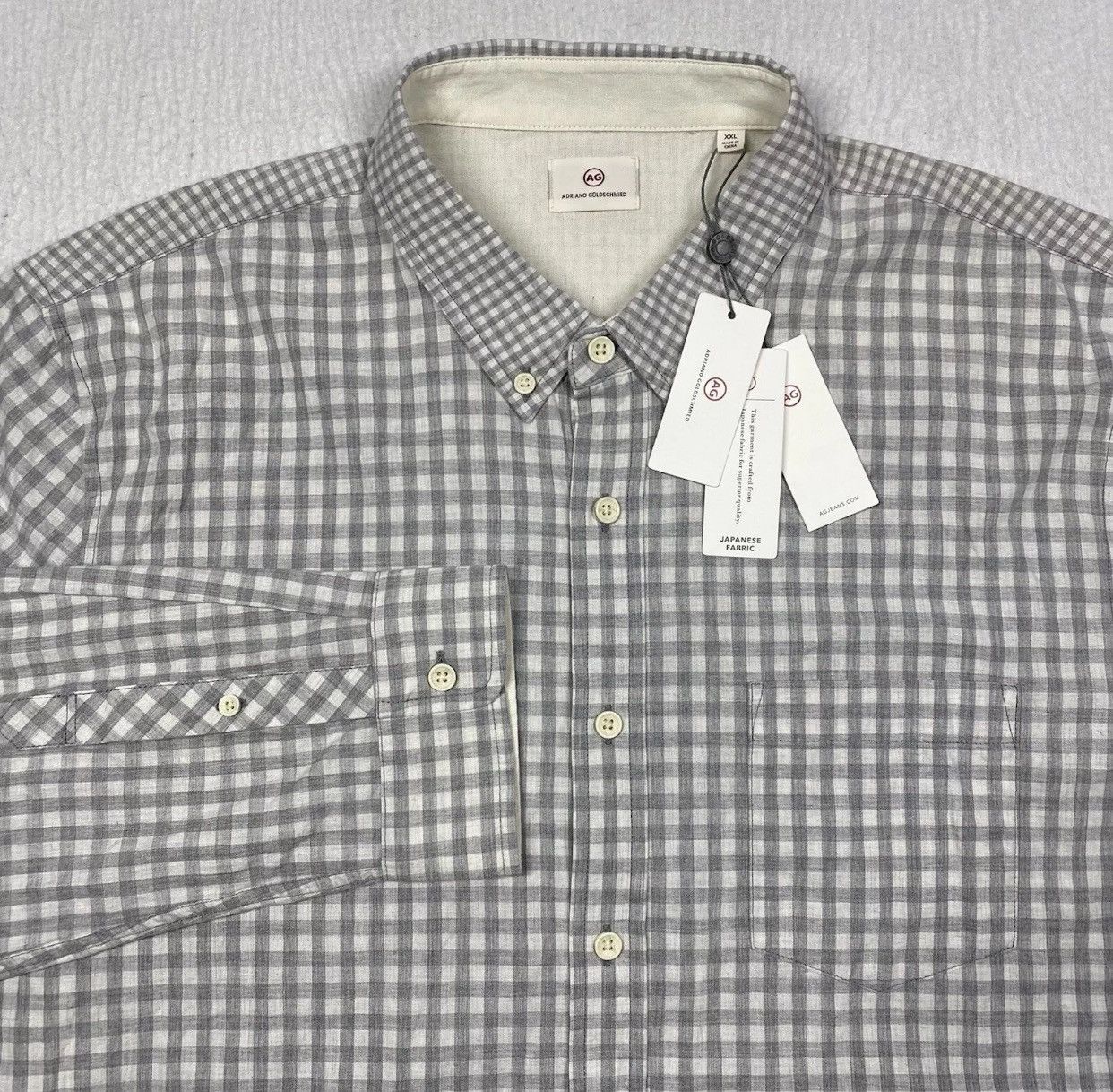 AG Adriano Goldschmied Adriano Goldschmied Shirt Mens XXL Gray Plaid Long Sleeve Size US XXL / EU 58 / 5 - 2 Thumbnail