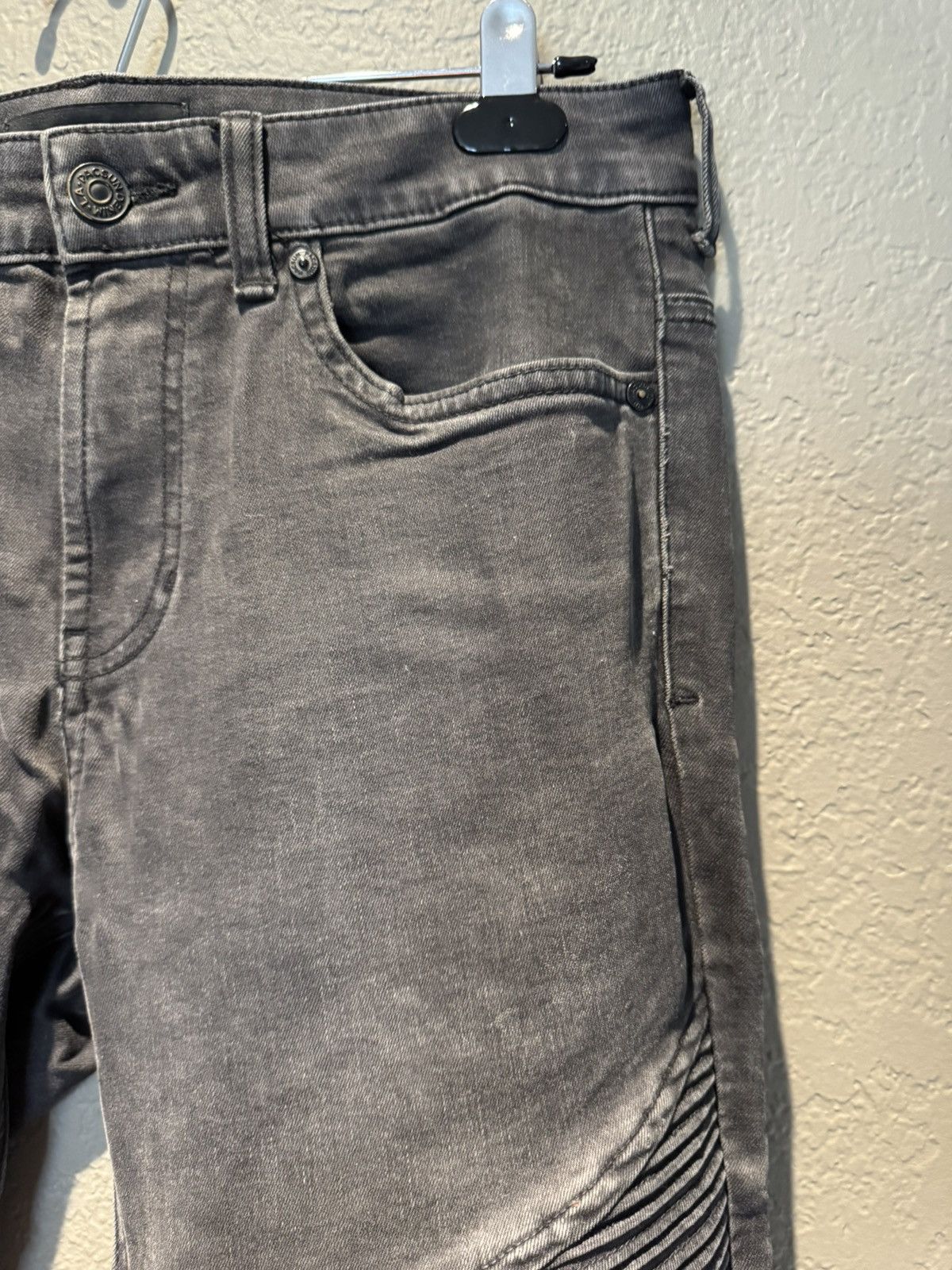 Pacsun Faded Black Stretchy Pacsun Ribbed Biker Denim Skinny Jeans Size US 30 / EU 46 - 5 Thumbnail