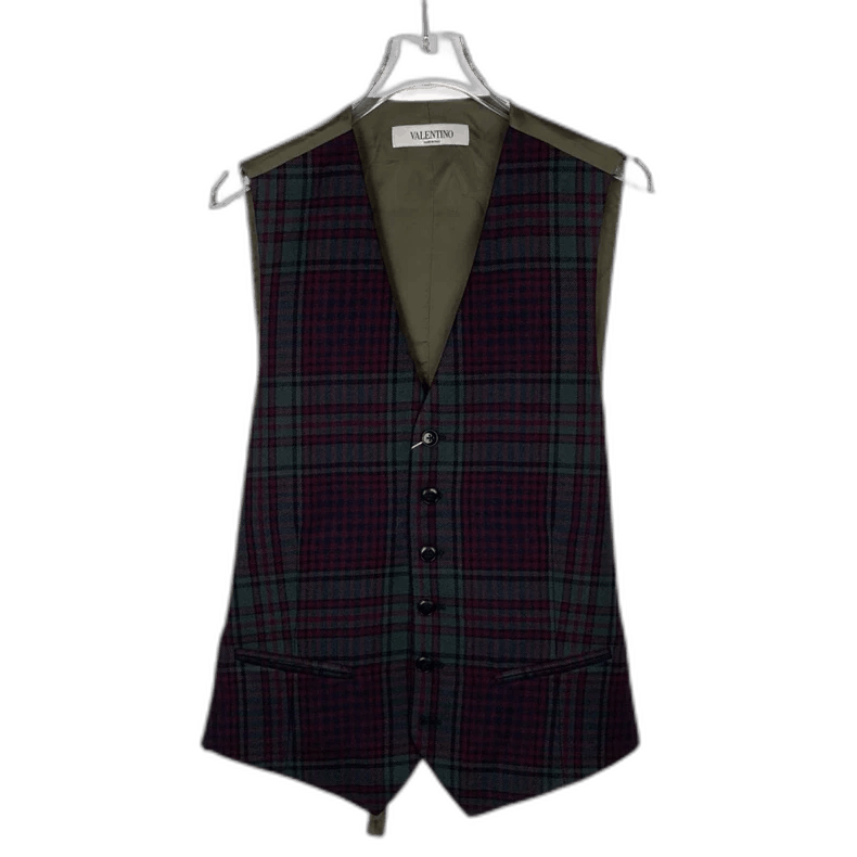 Valentino Valentino Plaid V-Neck Wool Vest Size 46 Size L / US 10 / IT 46 - 1 Thumbnail