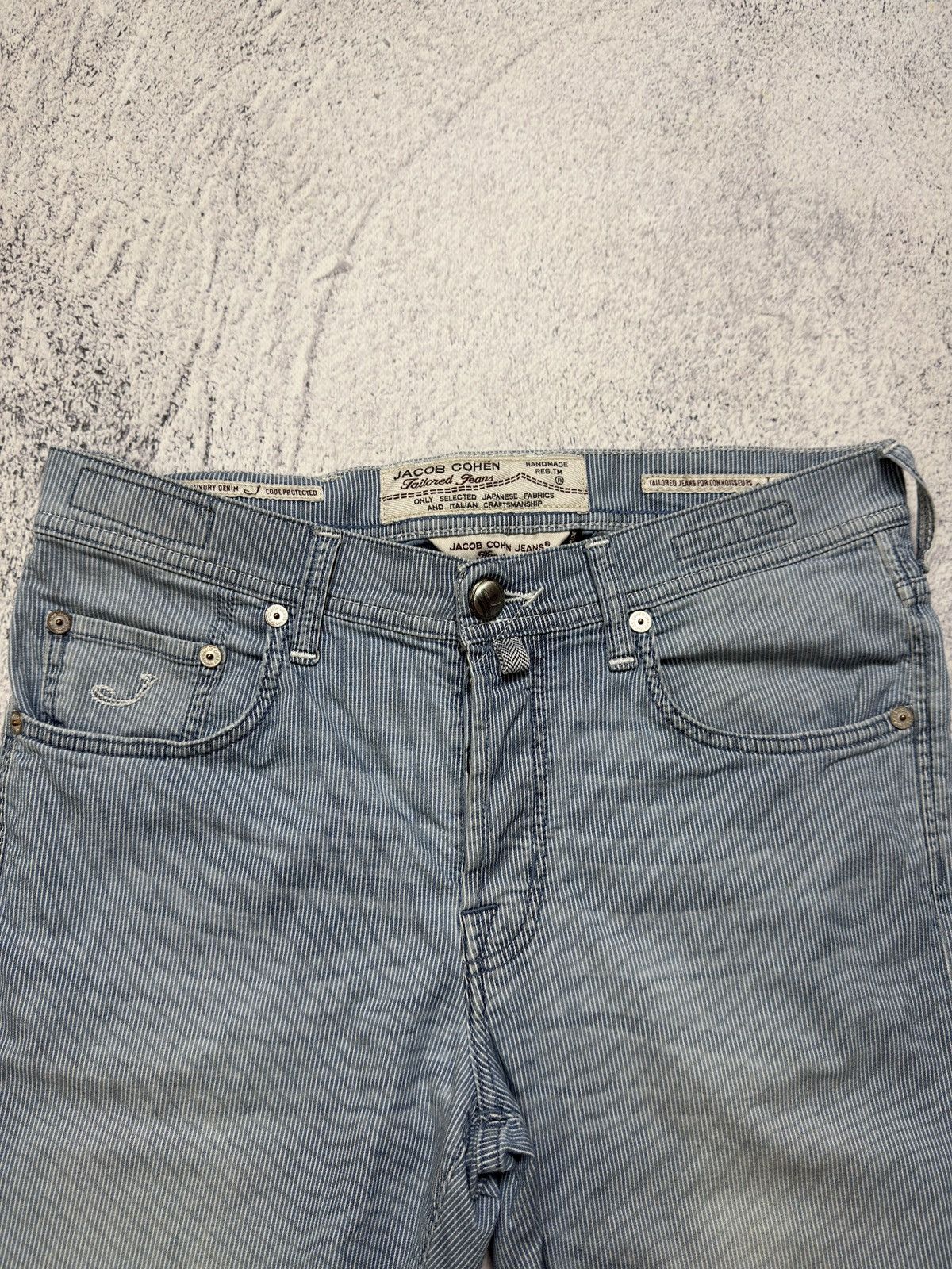 Jacob Cohen Jacob Cohën PW633 Pinstripe Shorts Handmade Premium Denim Size US 33 - 9 Thumbnail