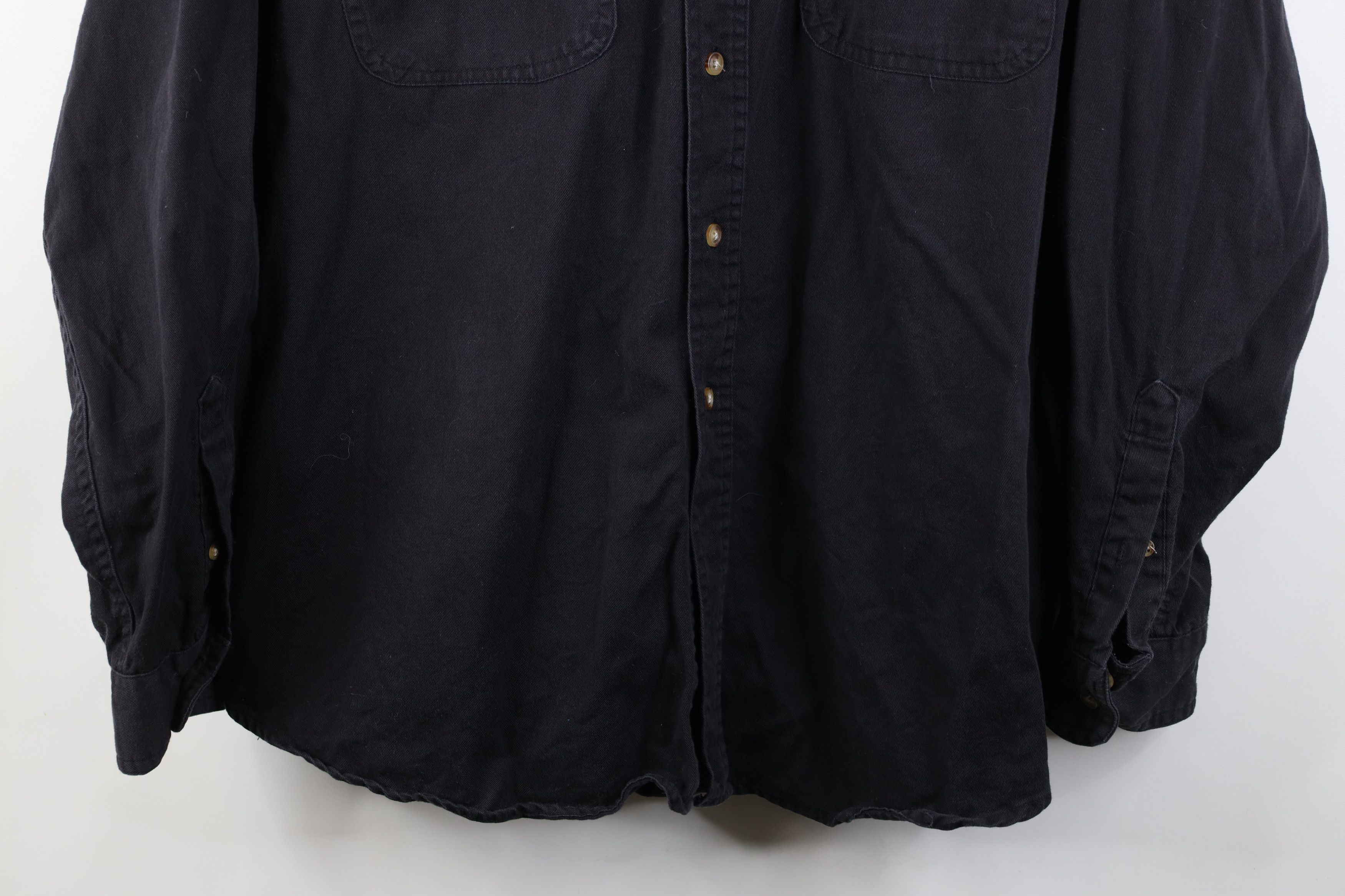 Vintage Vintage 90s Streetwear Cotton Twill Button Down Shirt Black Size US XXL / EU 58 / 5 - 3 Thumbnail