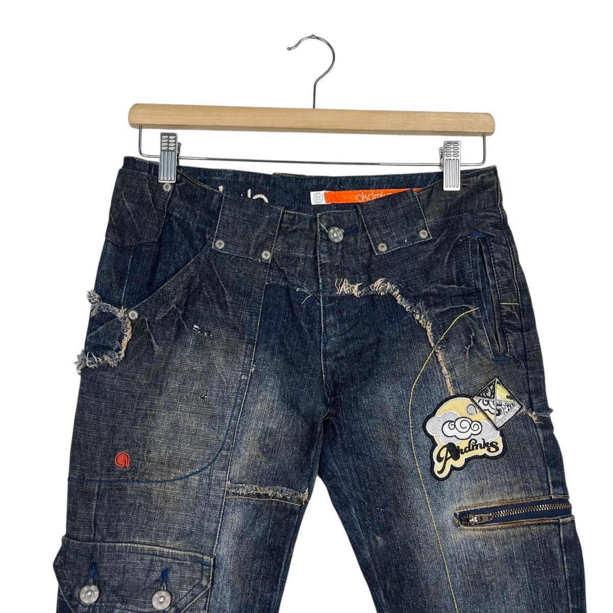 Japanese Brand Vintage Akdmks Tactical Rare Design Flare Denim Jeans Size 29" - 2 Thumbnail