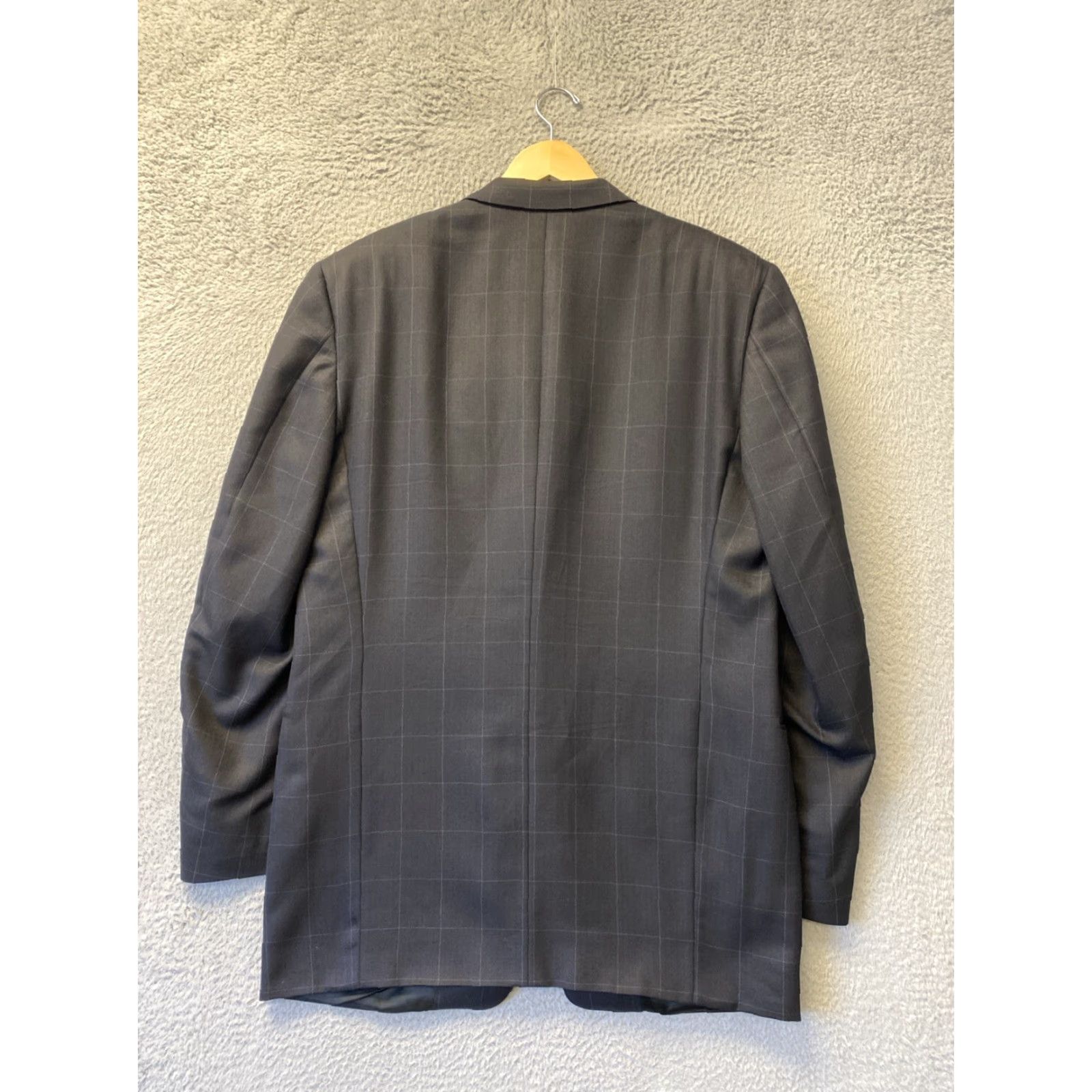 Canali VINTAGE Canali Men's Blazer Jacket Silk Blend 3-Button Black Windowpane Size 46 R Formal Italian Fashion Size 46R - 7 Thumbnail