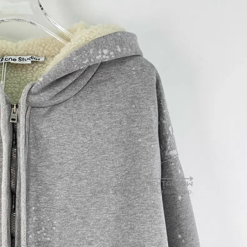 Acne Studios Acne Studios Gray Fleece Logo Letter Cotton Hooded Drawstr Size S / US 4 / IT 40 - 3 Thumbnail
